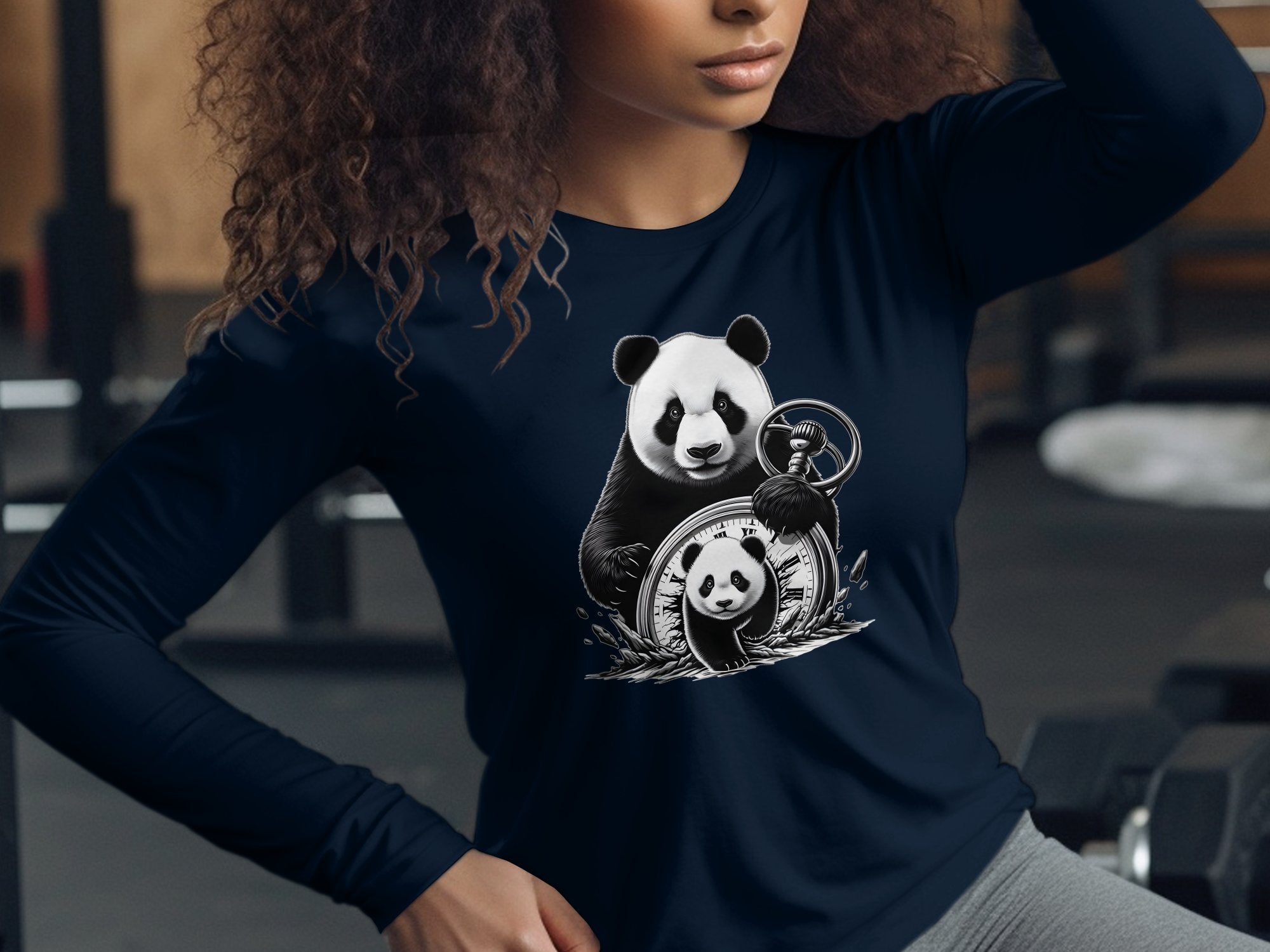 Panda - Coloured Gildan Long Sleeve Realistic Animal Talisman Unisex Cute Tee Graphic Design