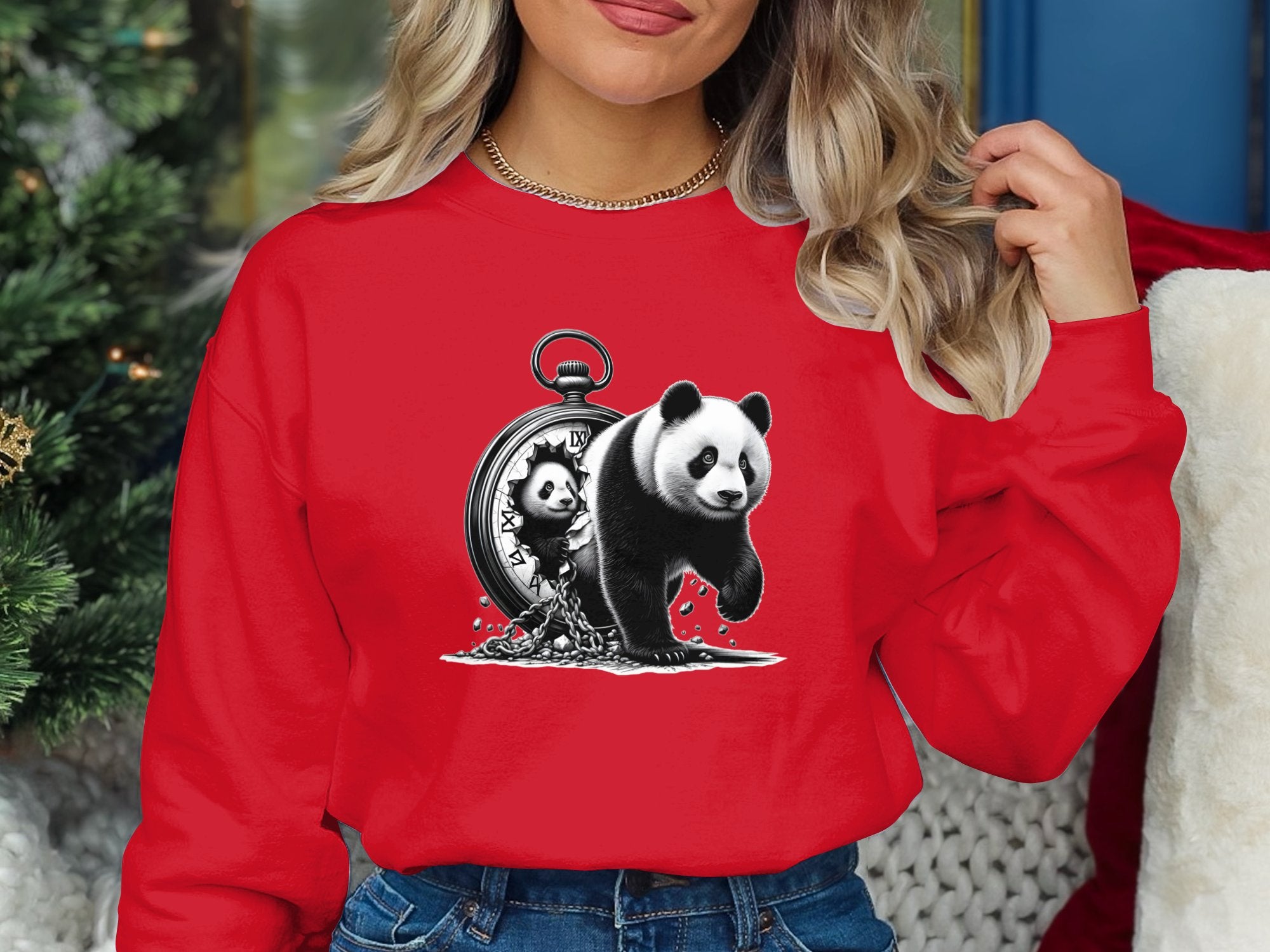 Panda - Coloured Gildan Sweatshirt Realistic Animal Talisman Unisex Cute Tee Graphic Design