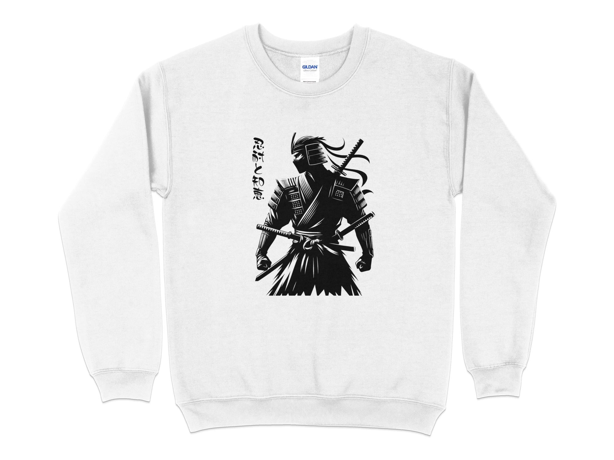 Samurai Ninja - Coloured Gildan Sweatshirt Japanese Talisman Unisex Cultural Symbolic Graphic Design