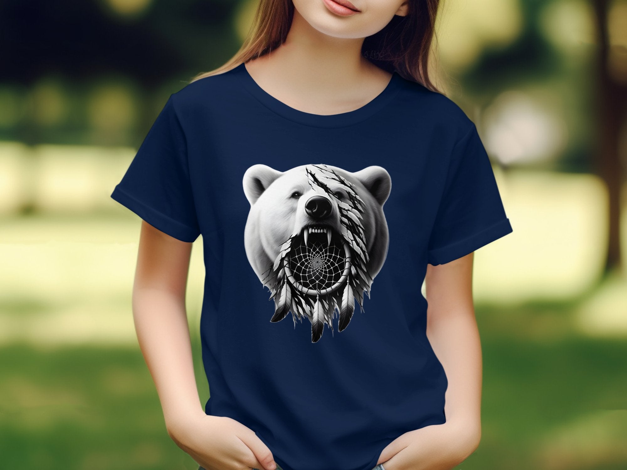 Dreamcatcher Bear - Coloured Gildan Kids T Shirt Realistic Native American Talisman Unisex Mythology Tee Graphic Design