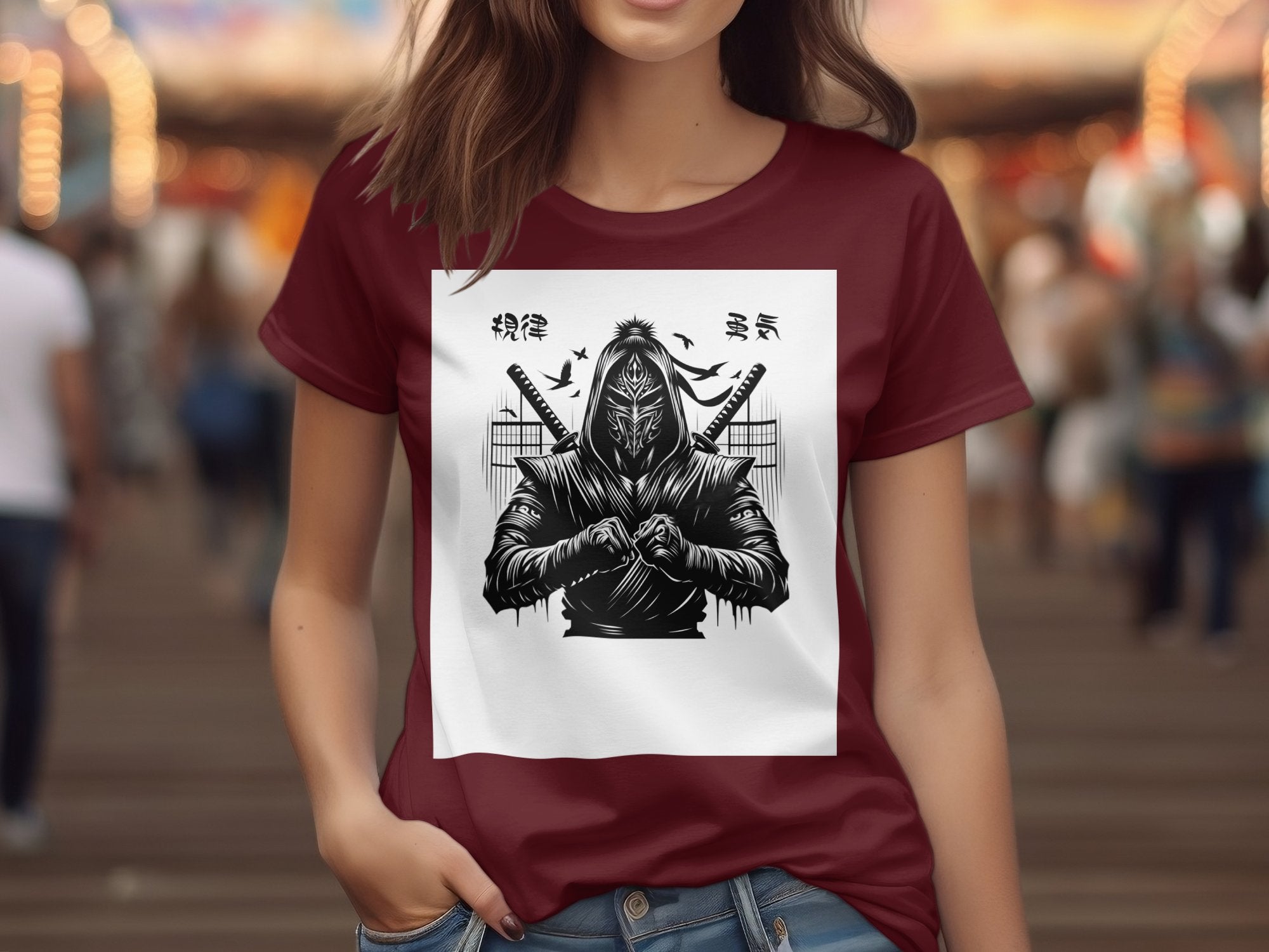 Samurai Ninja - Coloured Gildan T-Shirt Japanese Talisman Unisex Cultural Symbolic Graphic Design