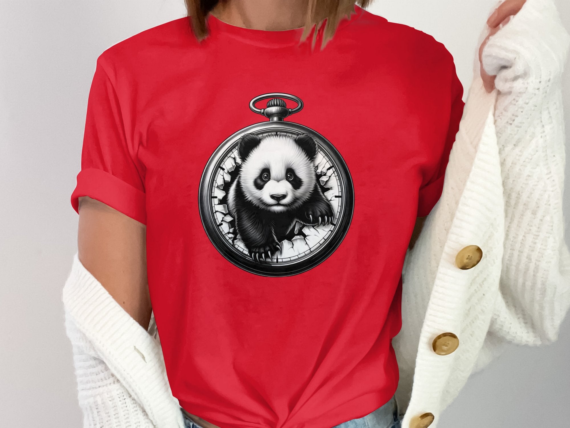 Panda - Coloured Gildan T-Shirt Realistic Animal Talisman Unisex Cute Tee Graphic Design