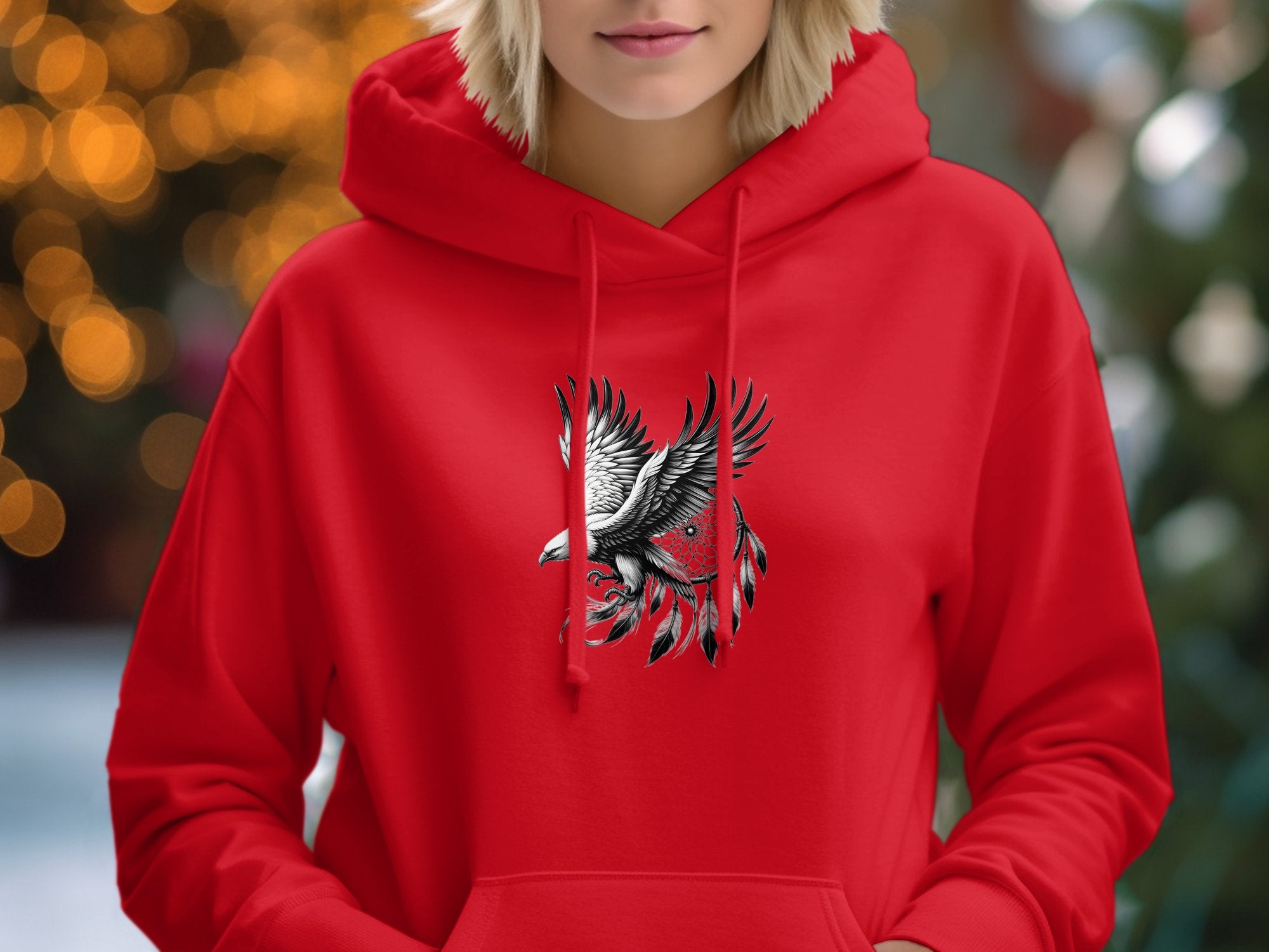 Dreamcatcher Eagle - Coloured Gildan Hoodie Realistic Native American Talisman Unisex Mythology Tee Graphic Design