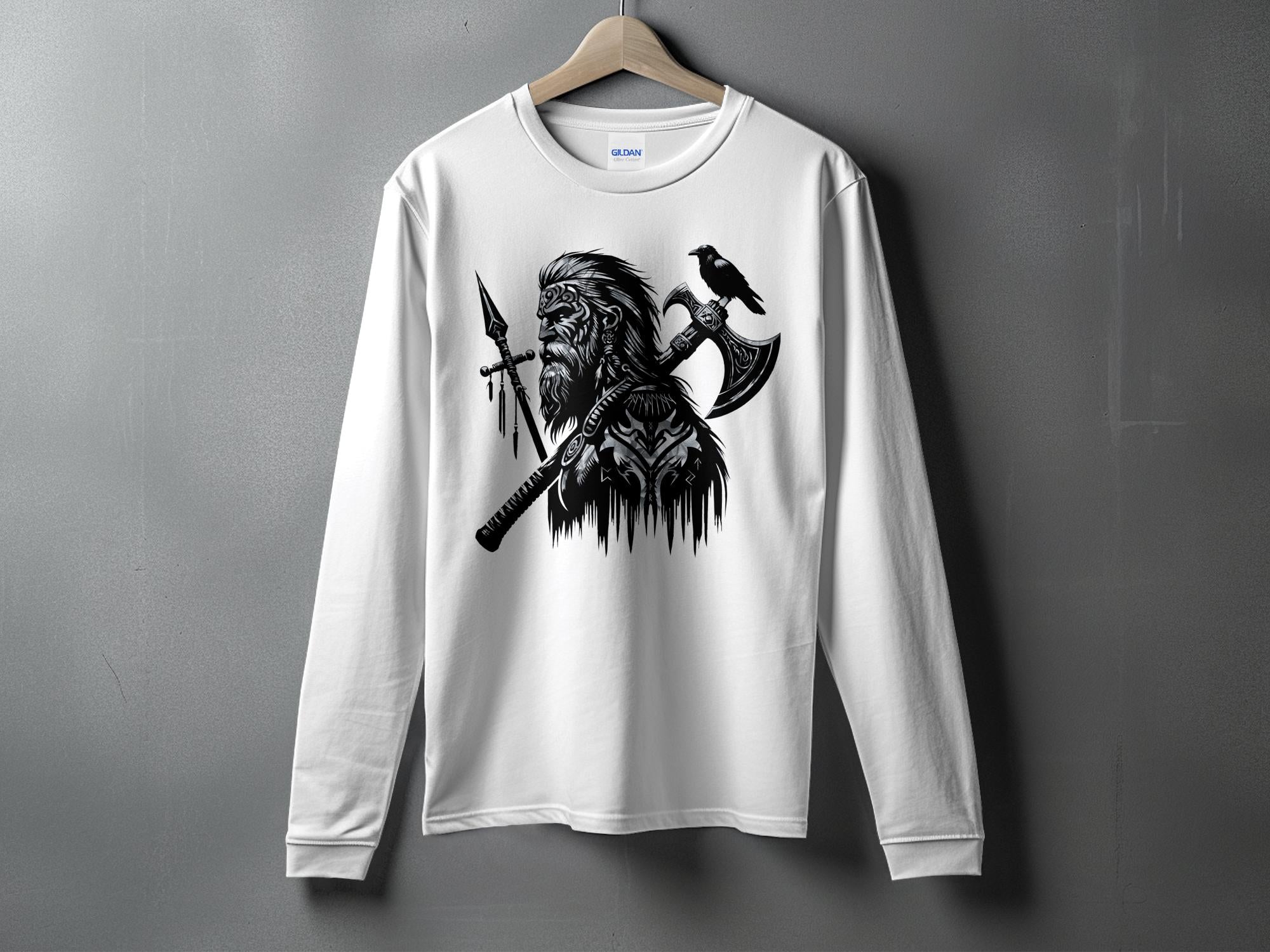 Viking Courage - Coloured Gildan Long Sleeve Norse Talisman Men Women Unisex Valhalla Tee