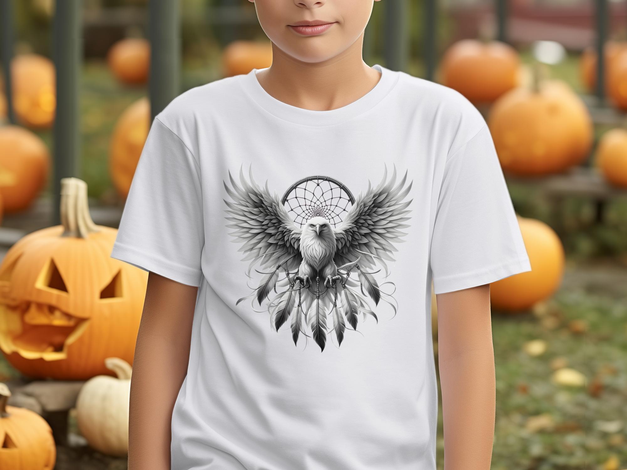 Dreamcatcher Eagle - Coloured Gildan Kids T-Shirt Realistic Native American Talisman Unisex Mythology Tee Graphic Design