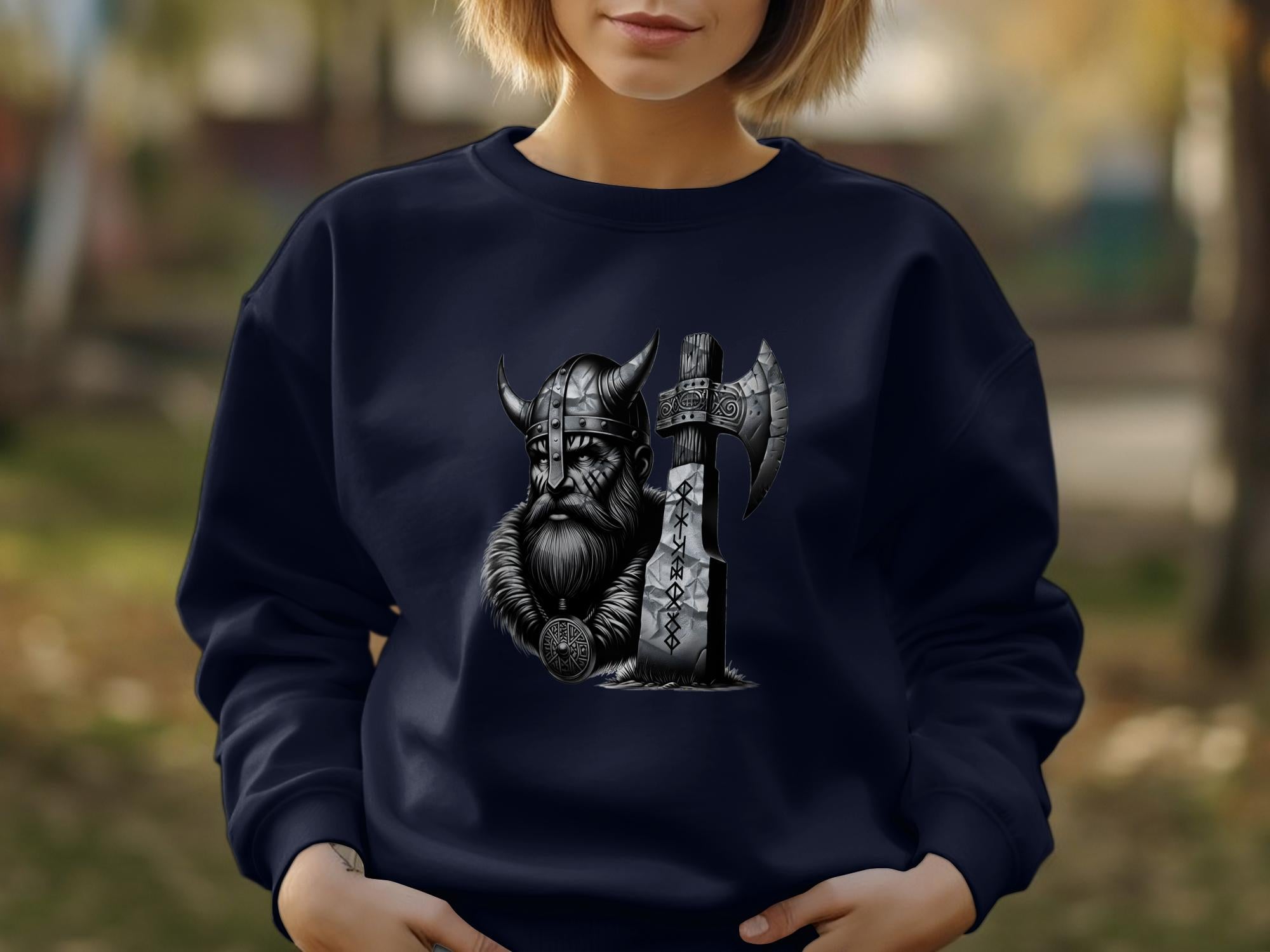 Viking Warrior - Coloured Gildan Sweatshirt Realistic Norse Talisman Men Women Unisex Valhalla Tee Graphic Design