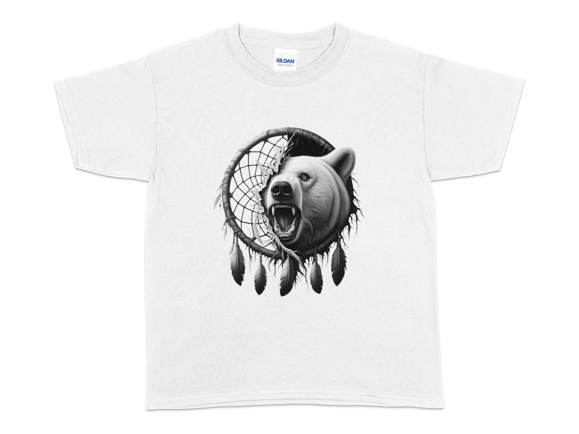 Dreamcatcher Bear - Coloured Gildan Kids T Shirt Realistic Native American Talisman Unisex Mythology Tee Graphic Design