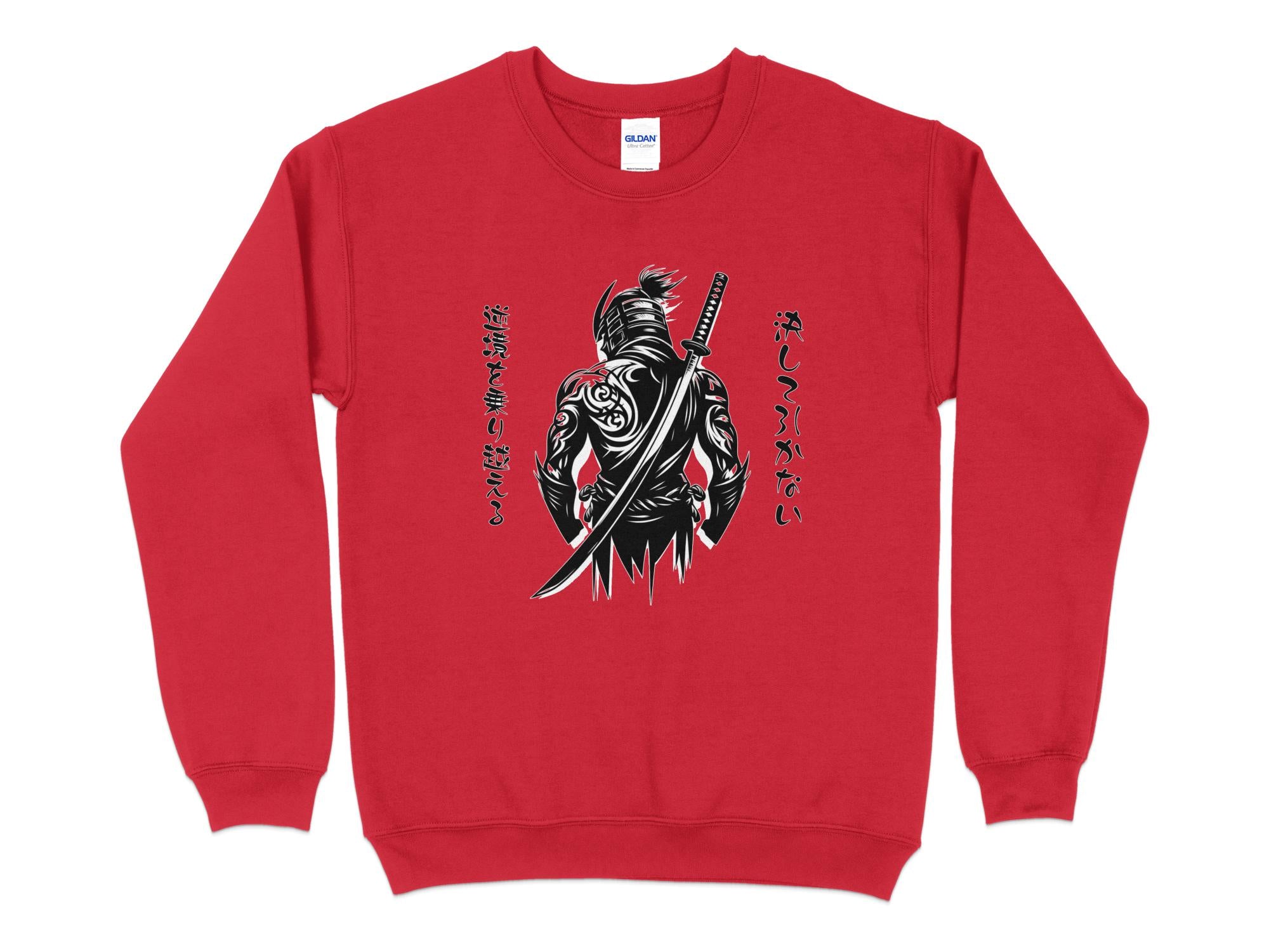 Samurai Ninja - Coloured Gildan Sweatshirt Japanese Talisman Unisex Cultural Symbolic Graphic Design