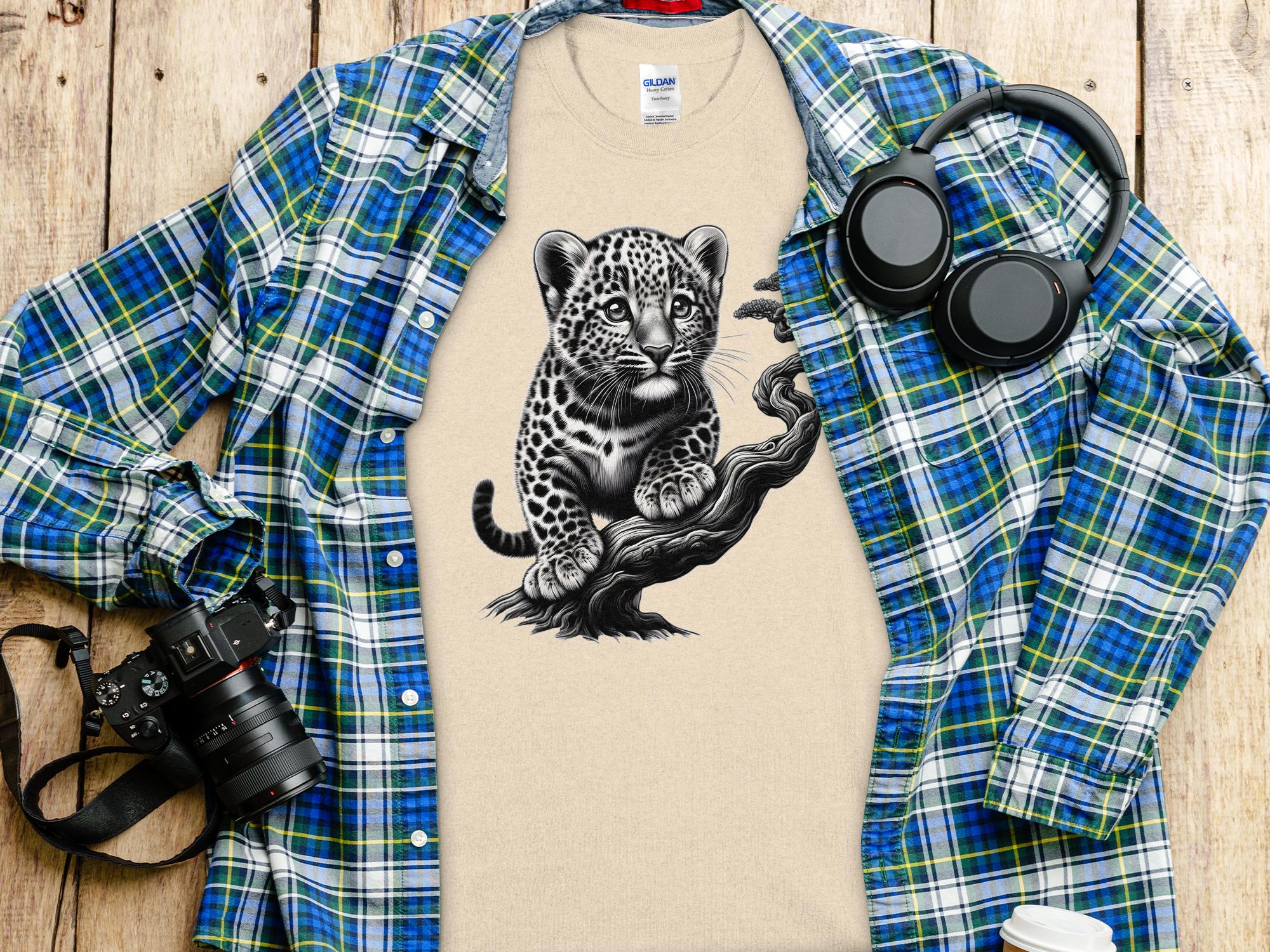 Leopard Bonsai - Coloured Gildan T-Shirt Realistic Animal Talisman Unisex Cute Tee Graphic Design