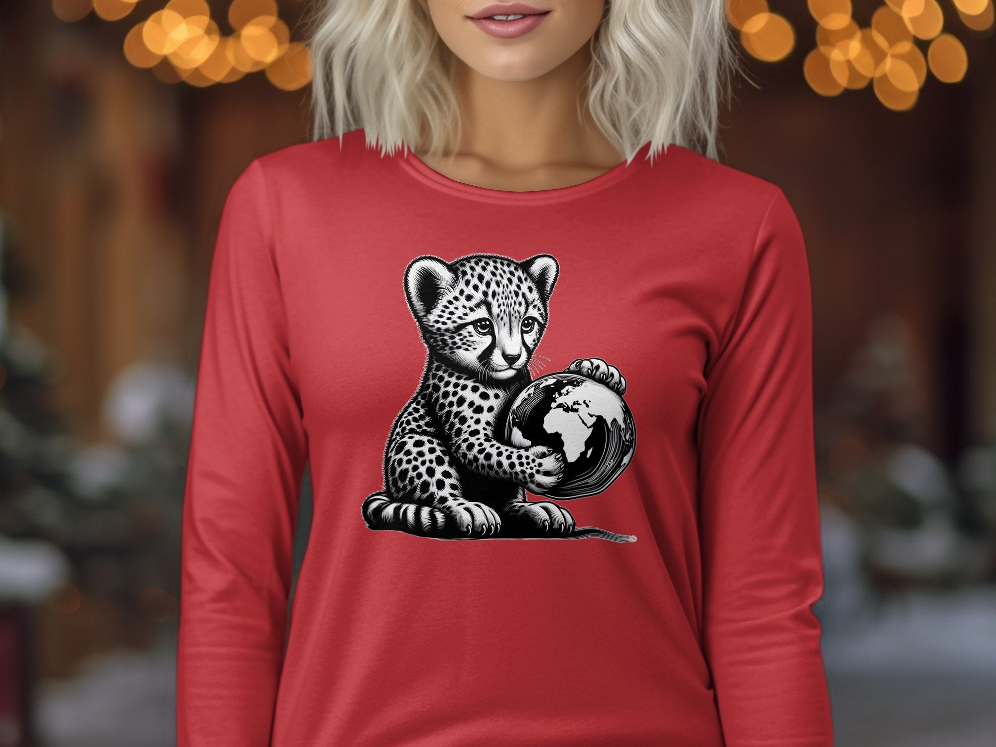 Cheetah World - Coloured Gildan Long Sleeve Realistic Animal Talisman Unisex Cute Tee Graphic Design