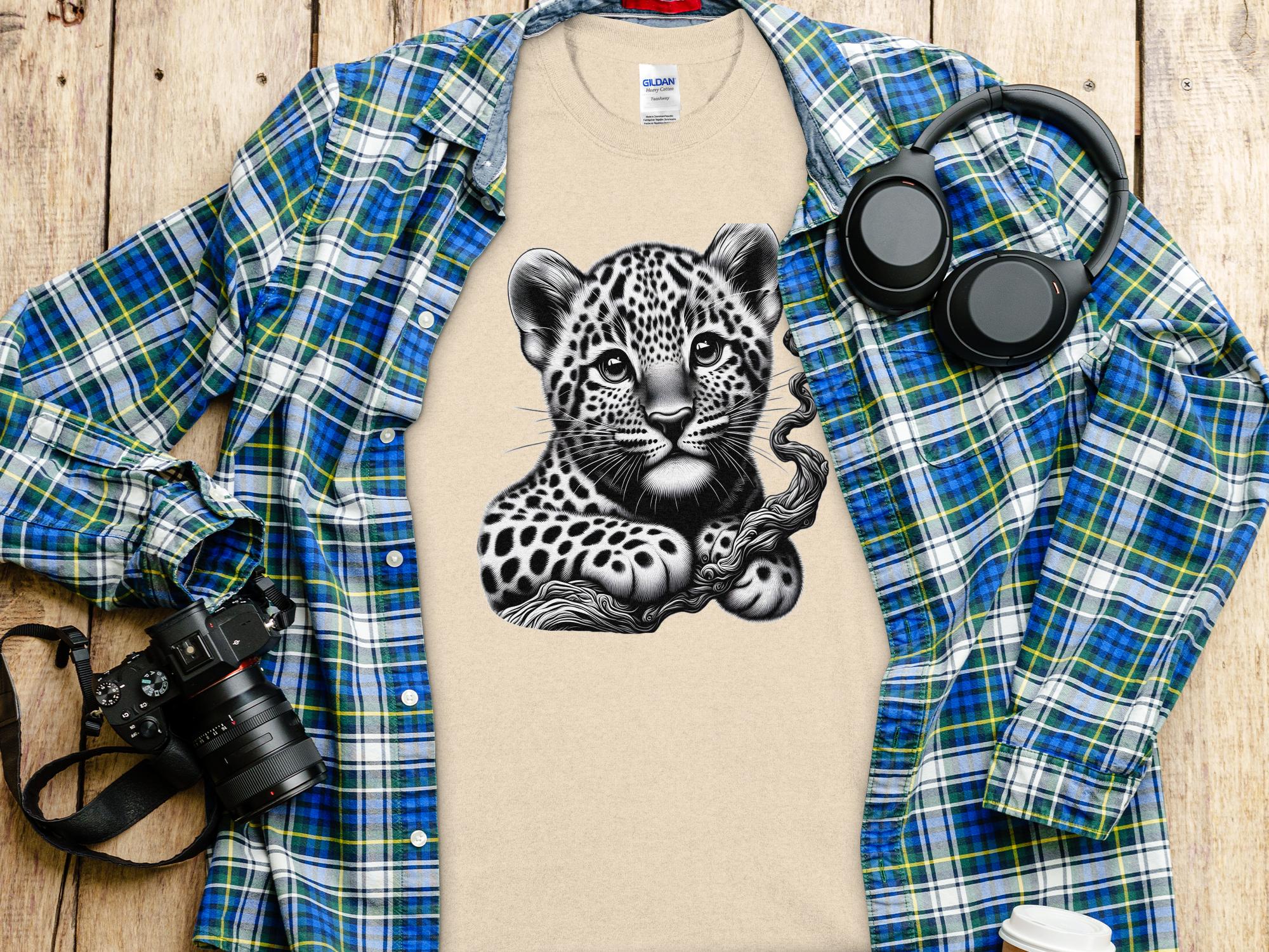 Leopard Bonsai - Coloured Gildan T-Shirt Realistic Animal Talisman Unisex Cute Tee Graphic Design