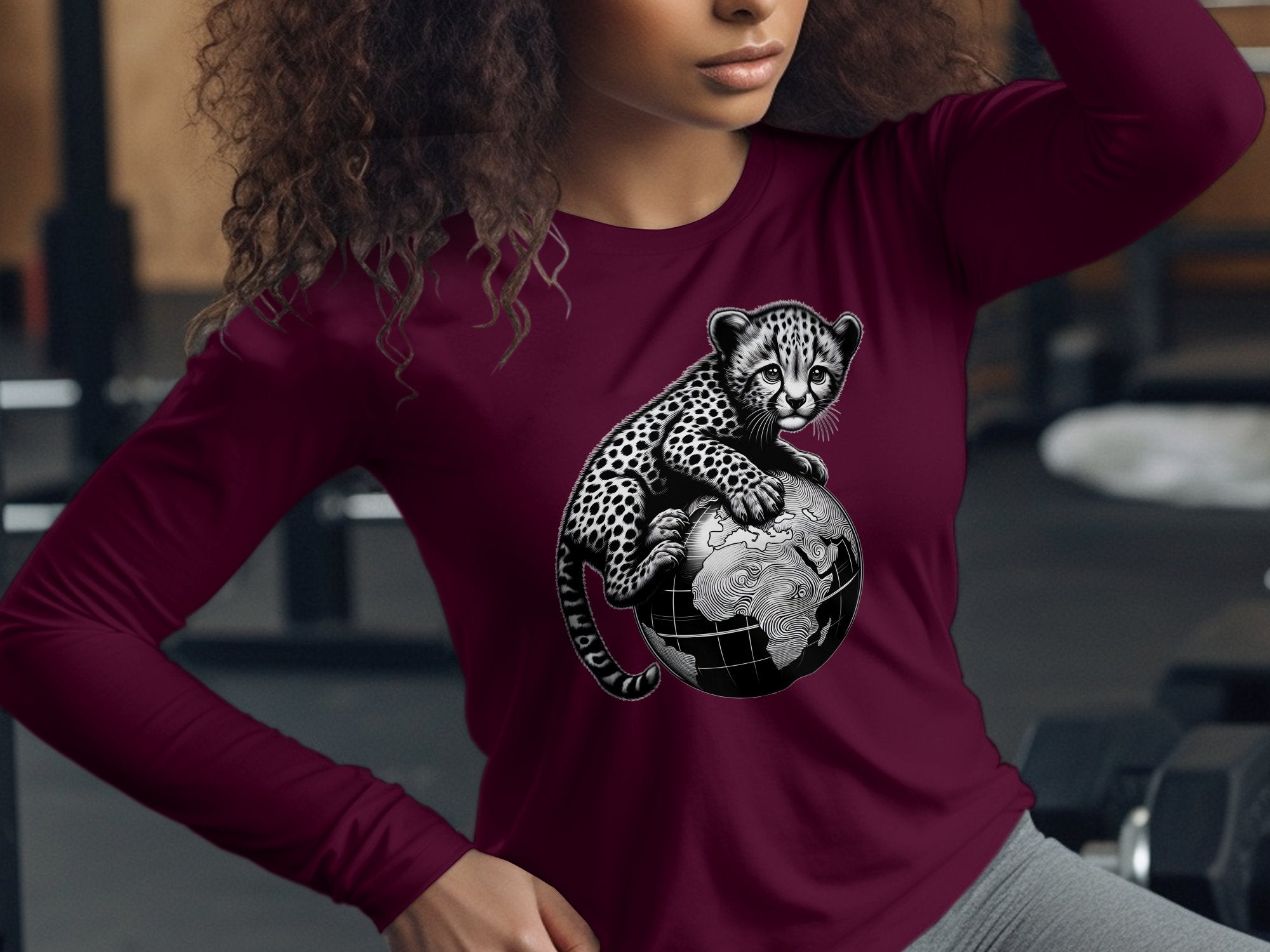 Cheetah World - Coloured Gildan Long Sleeve Realistic Animal Talisman Unisex Cute Tee Graphic Design