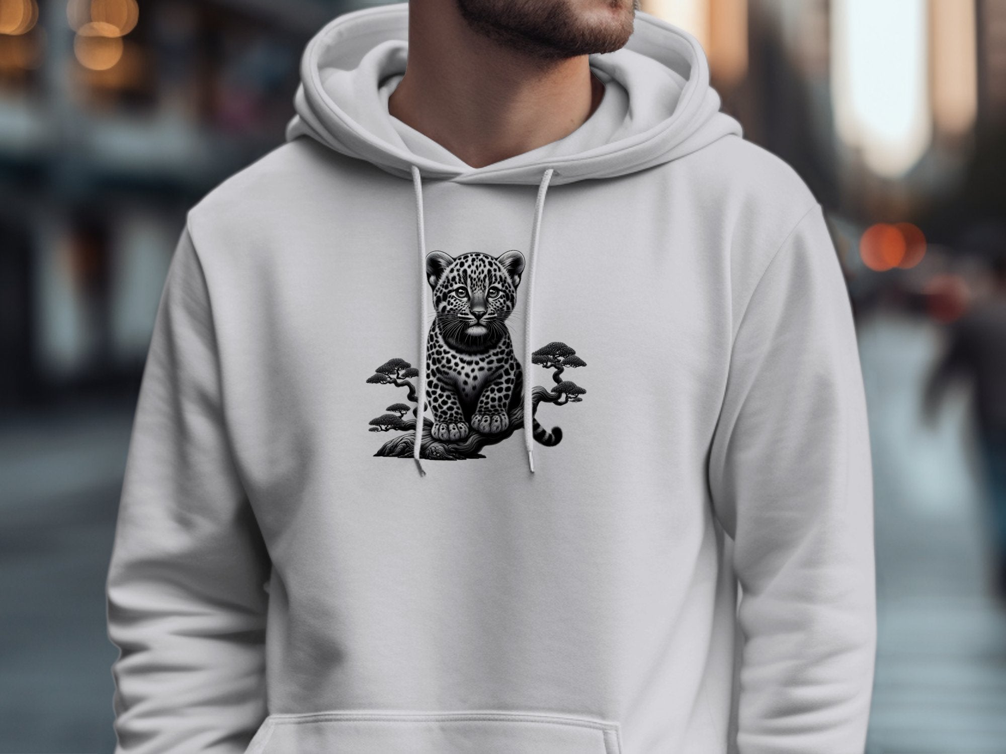 Leopard Bonsai - Coloured Gildan Hoodie Realistic Animal Talisman Unisex Cute Tee Graphic Design