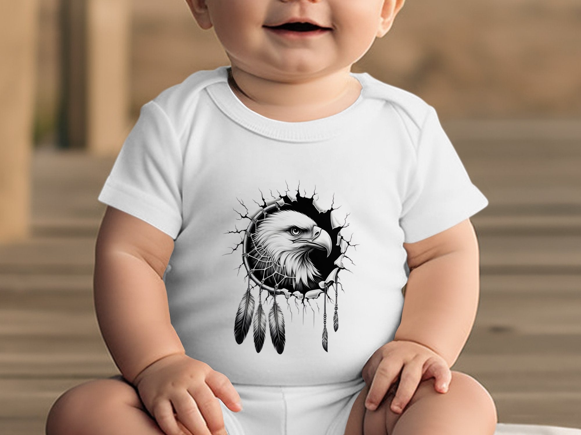 Dreamcatcher Eagle - Coloured Toddler Bodysuit Realistic Native American Talisman Unisex Mythology Tee Graphic Design