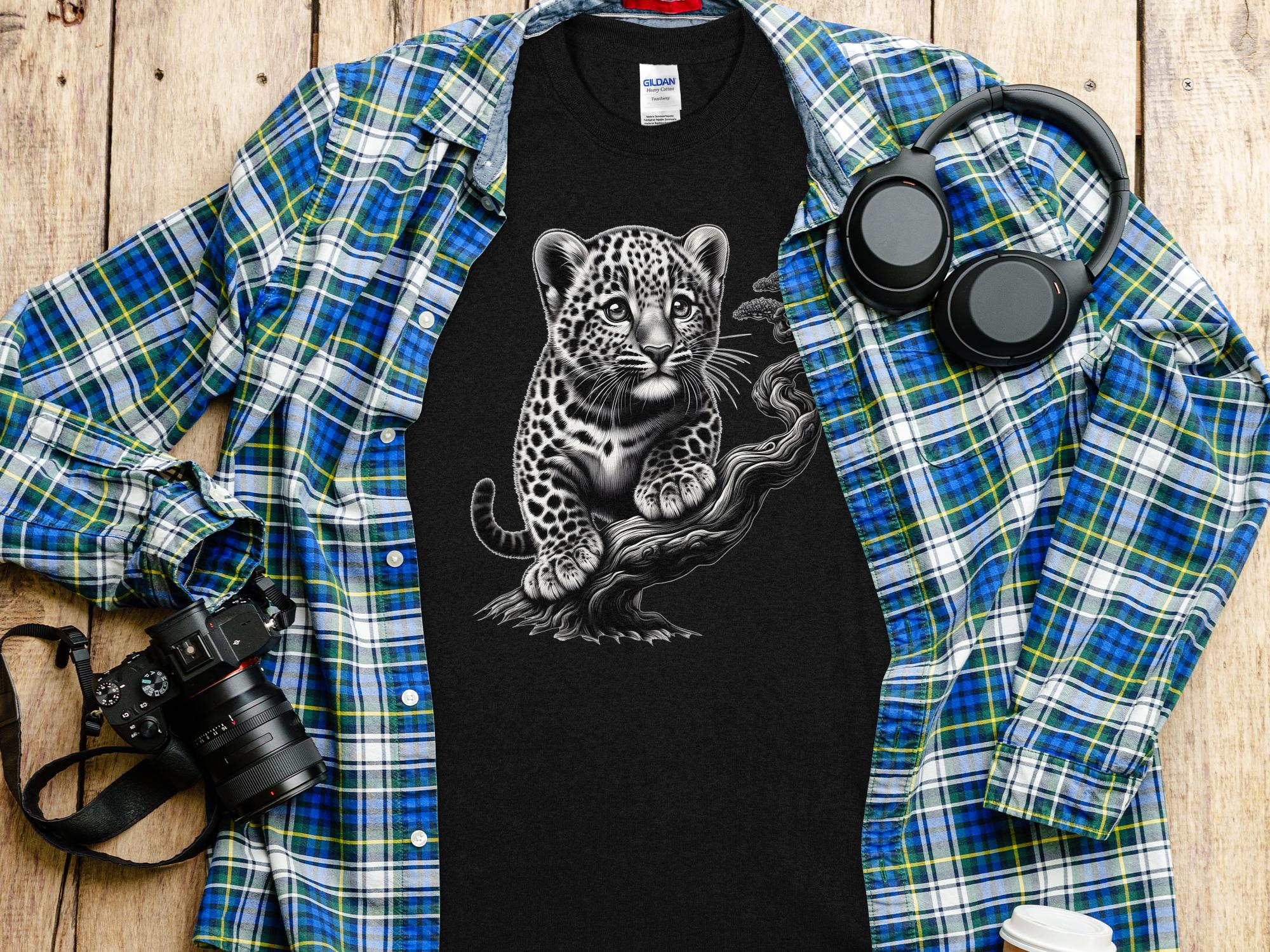 Leopard Bonsai - Coloured Gildan T-Shirt Realistic Animal Talisman Unisex Cute Tee Graphic Design