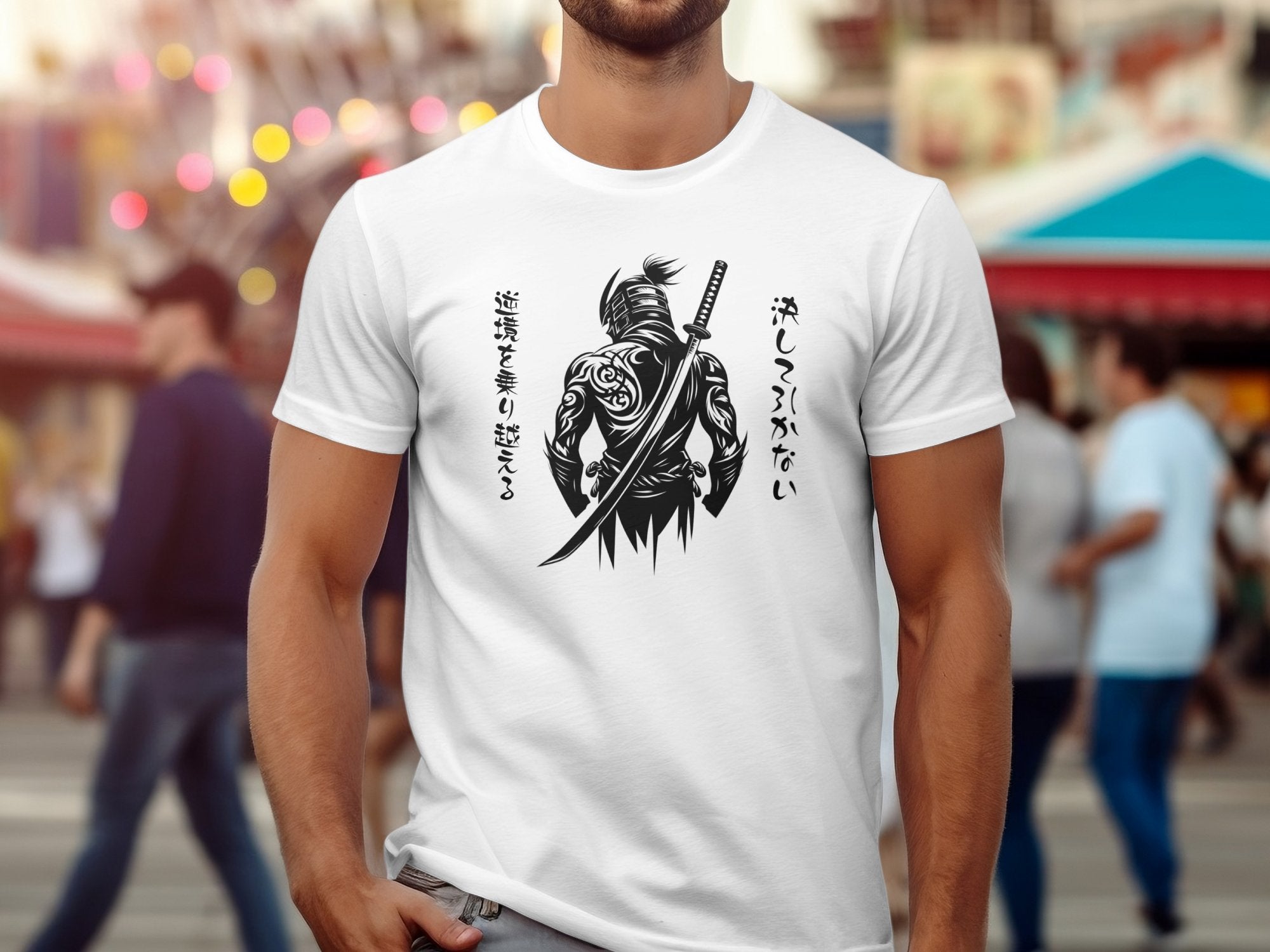 Samurai Ninja - Coloured Gildan T-Shirt Japanese Talisman Unisex Cultural Symbolic Graphic Design