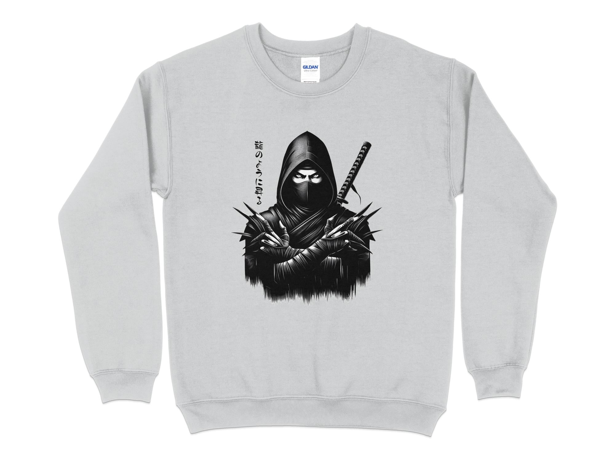 Samurai Ninja - Coloured Gildan Sweatshirt Japanese Talisman Unisex Cultural Symbolic Graphic Design