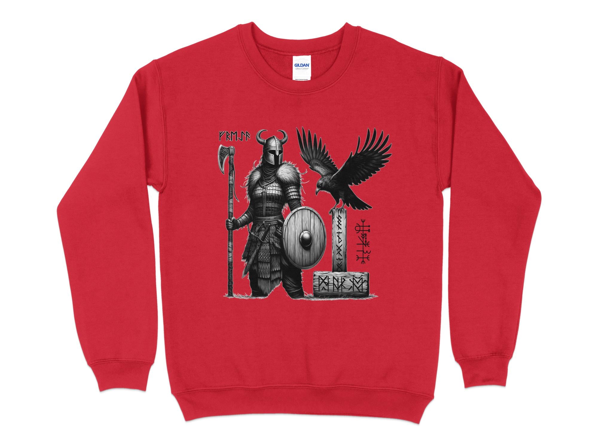 Viking Shield Maiden - Coloured Gildan Sweatshirt Realistic Norse Talisman Men Women Unisex Valhalla Tee Graphic Design