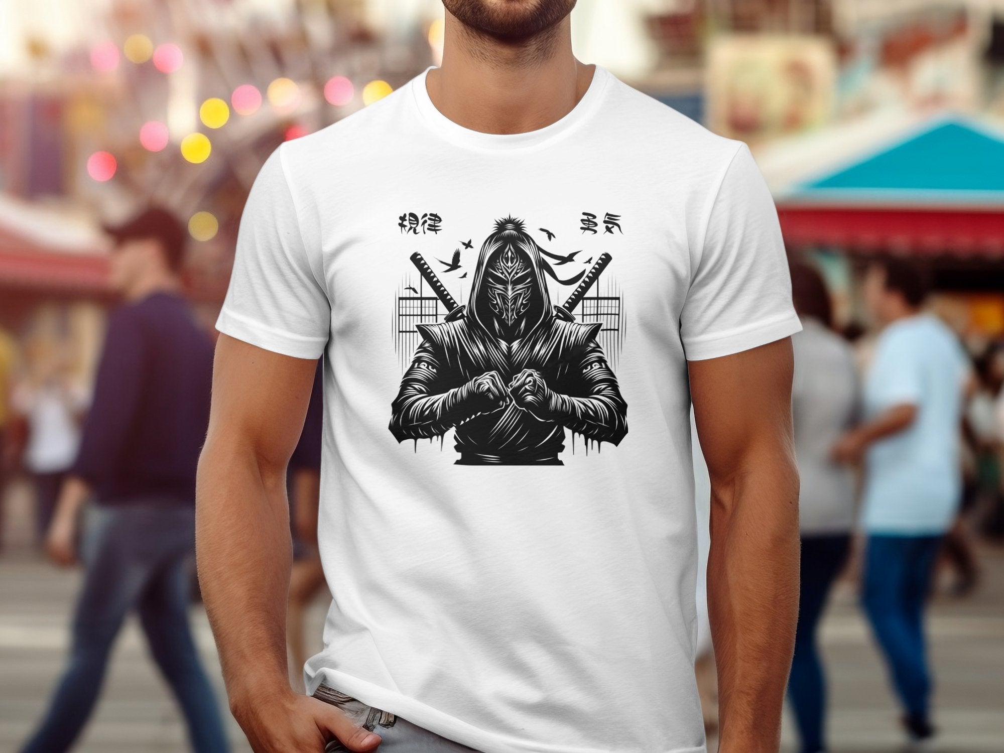 Samurai Ninja - Coloured Gildan T-Shirt Japanese Talisman Unisex Cultural Symbolic Graphic Design