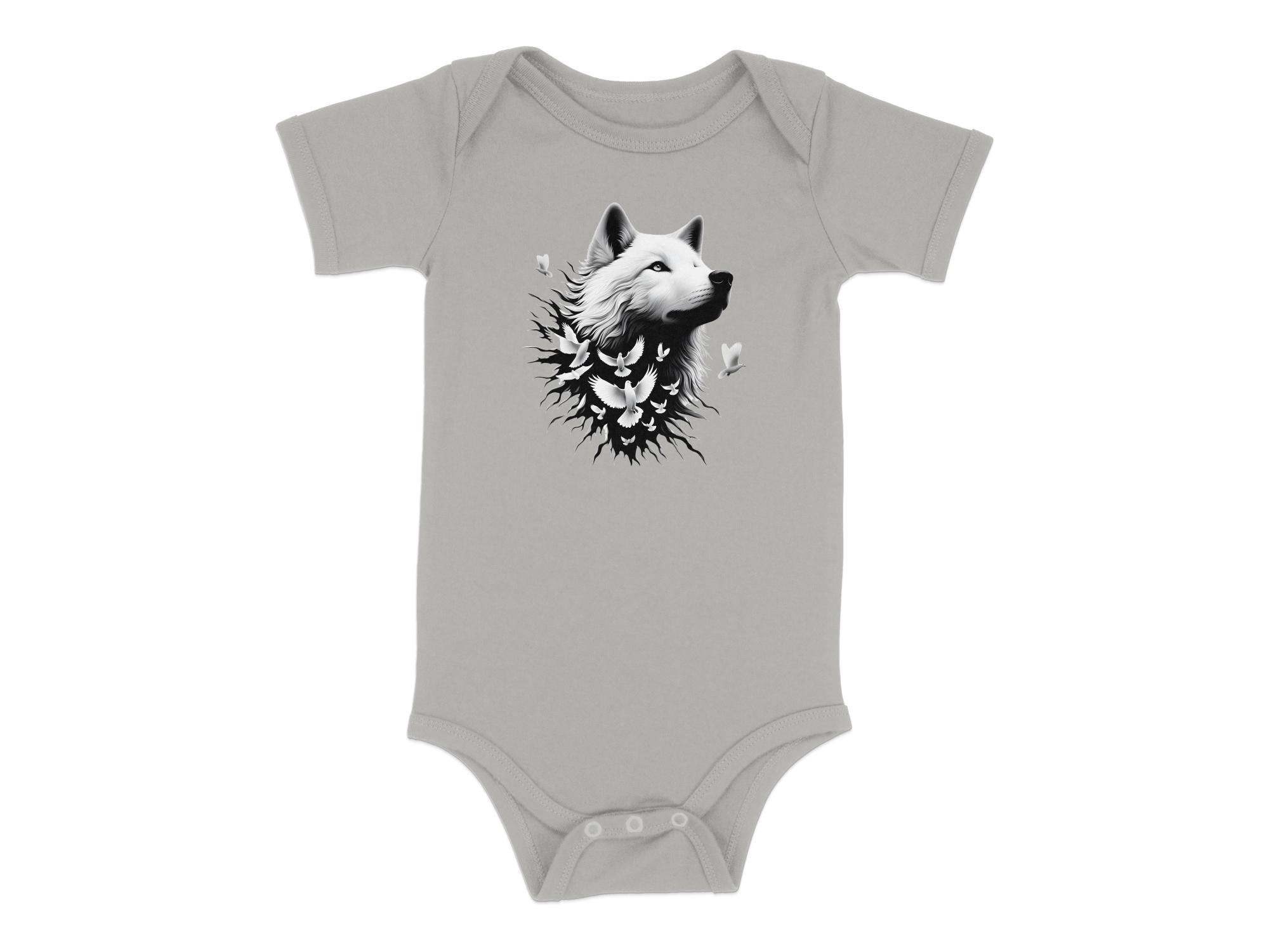 Wolf x Doves - Coloured Toddler Bodysuit Realistic Animal Talisman Unisex Tee Graphic Design