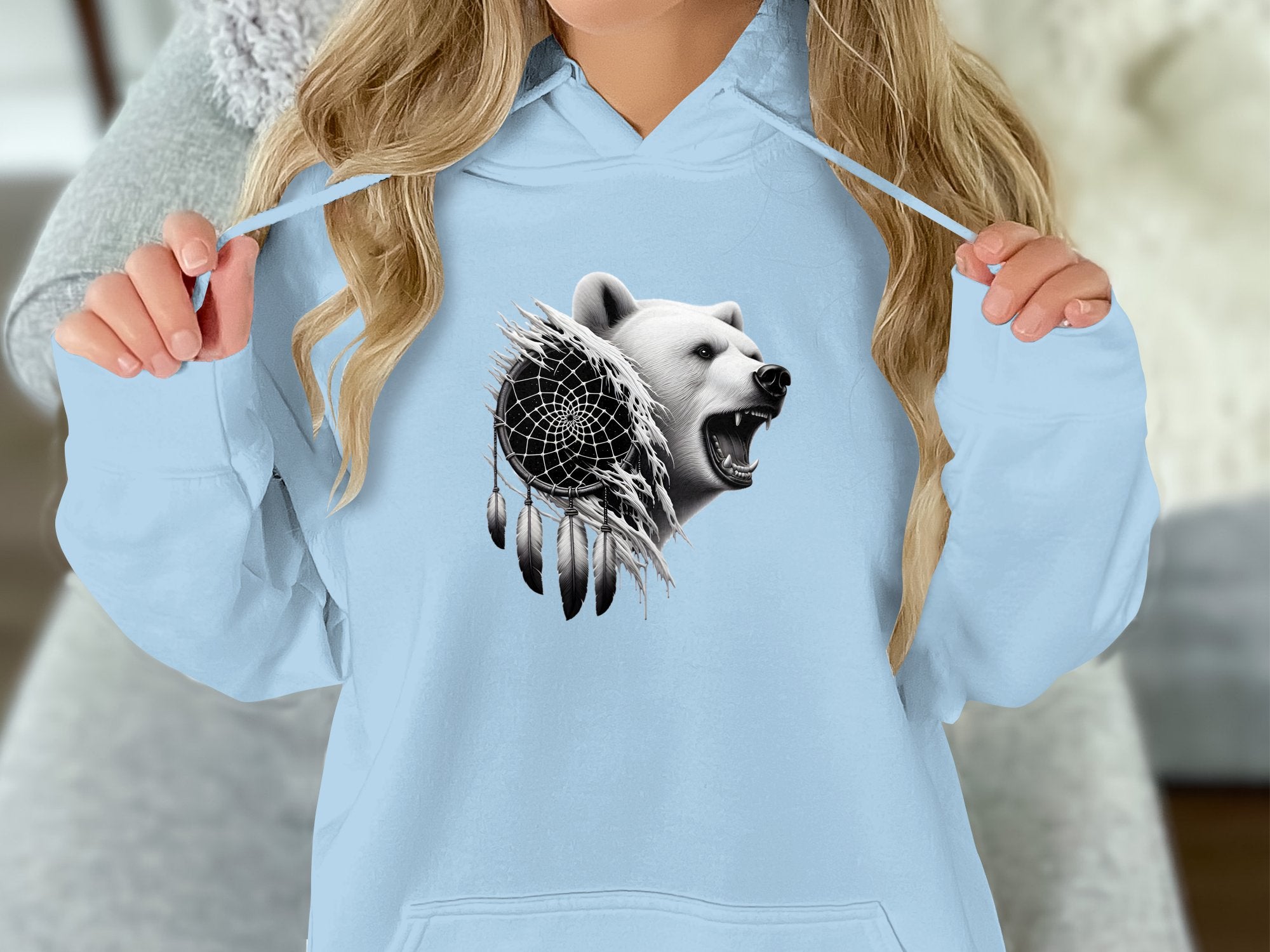 Dreamcatcher Bear - Coloured Gildan Hoodie Realistic Native American Talisman Unisex Mythology Tee Graphic Design