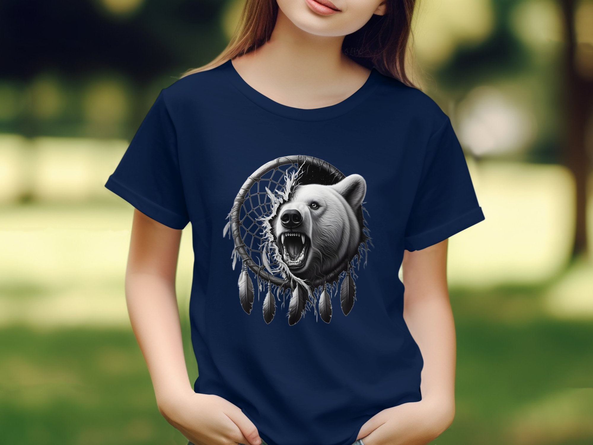 Dreamcatcher Bear - Coloured Gildan Kids T Shirt Realistic Native American Talisman Unisex Mythology Tee Graphic Design