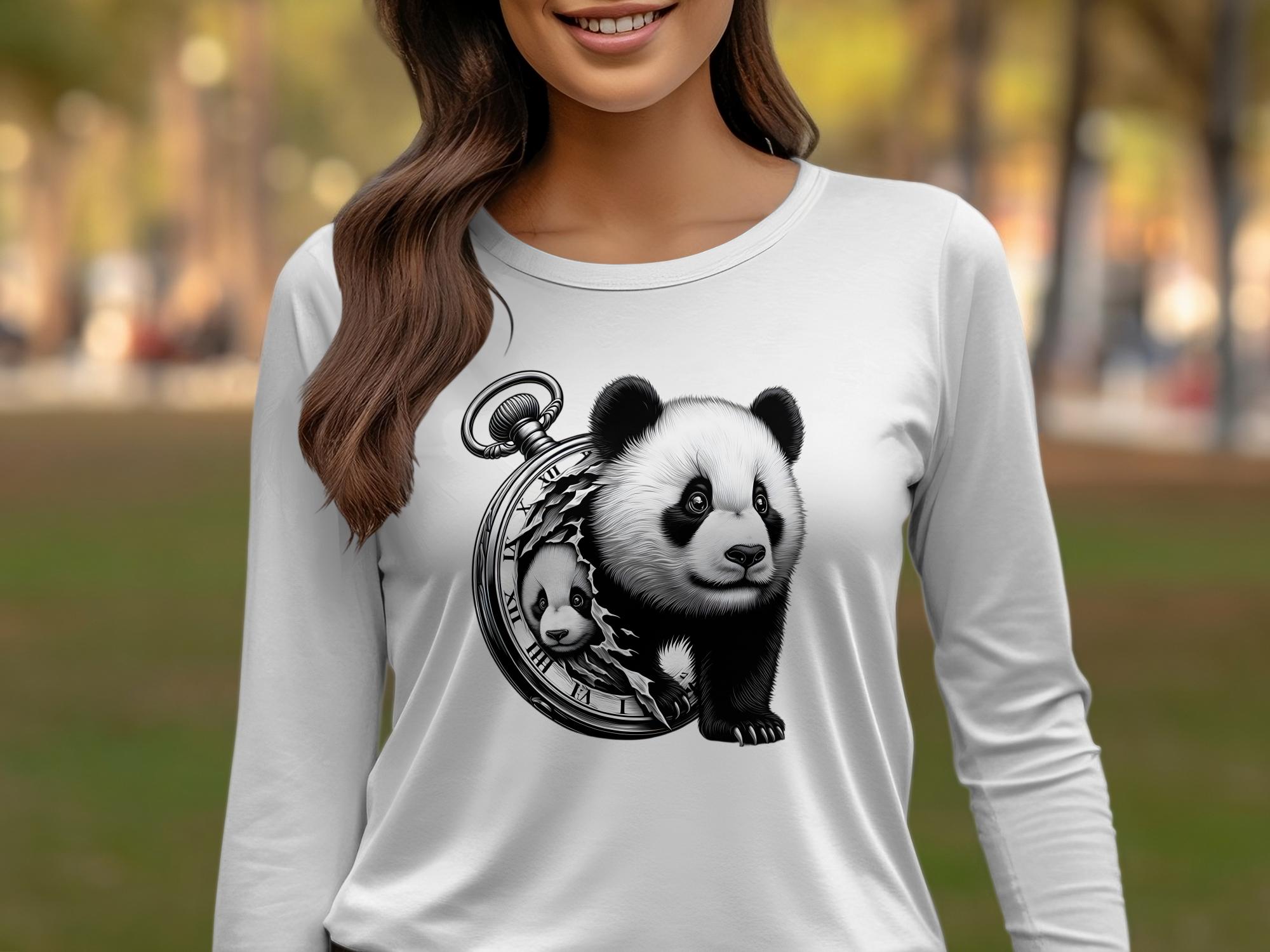 Panda - Coloured Gildan Long Sleeve Realistic Animal Talisman Unisex Cute Tee Graphic Design