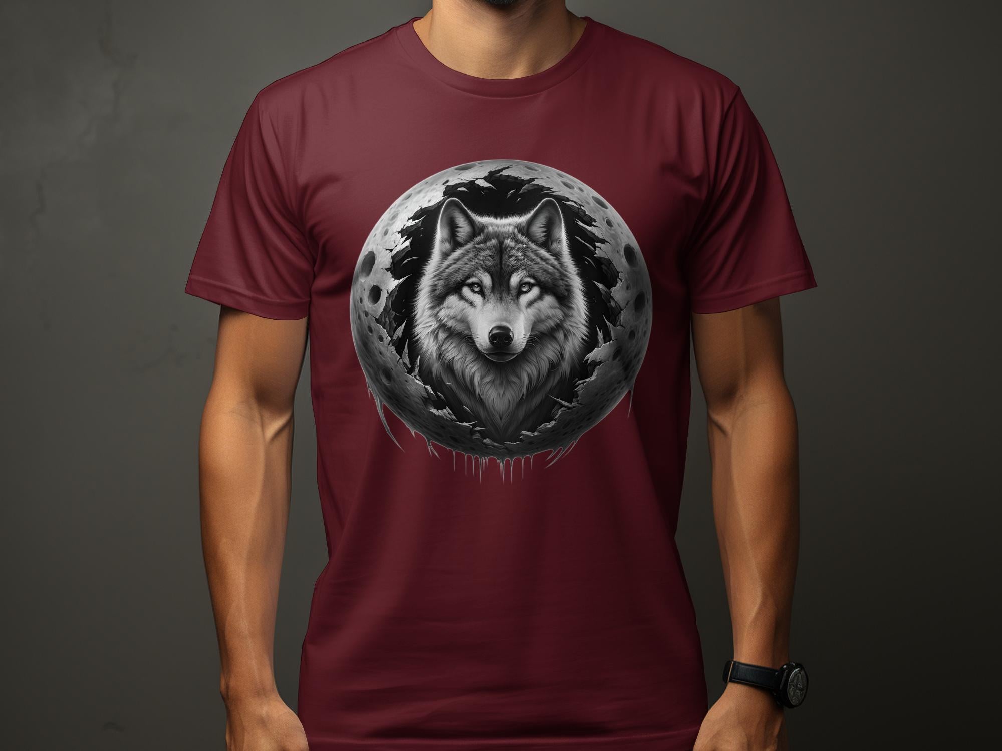 Moon Wolf - Coloured Gildan T-Shirt Realistic Animal Talisman Unisex Mythology Tee Graphic Design