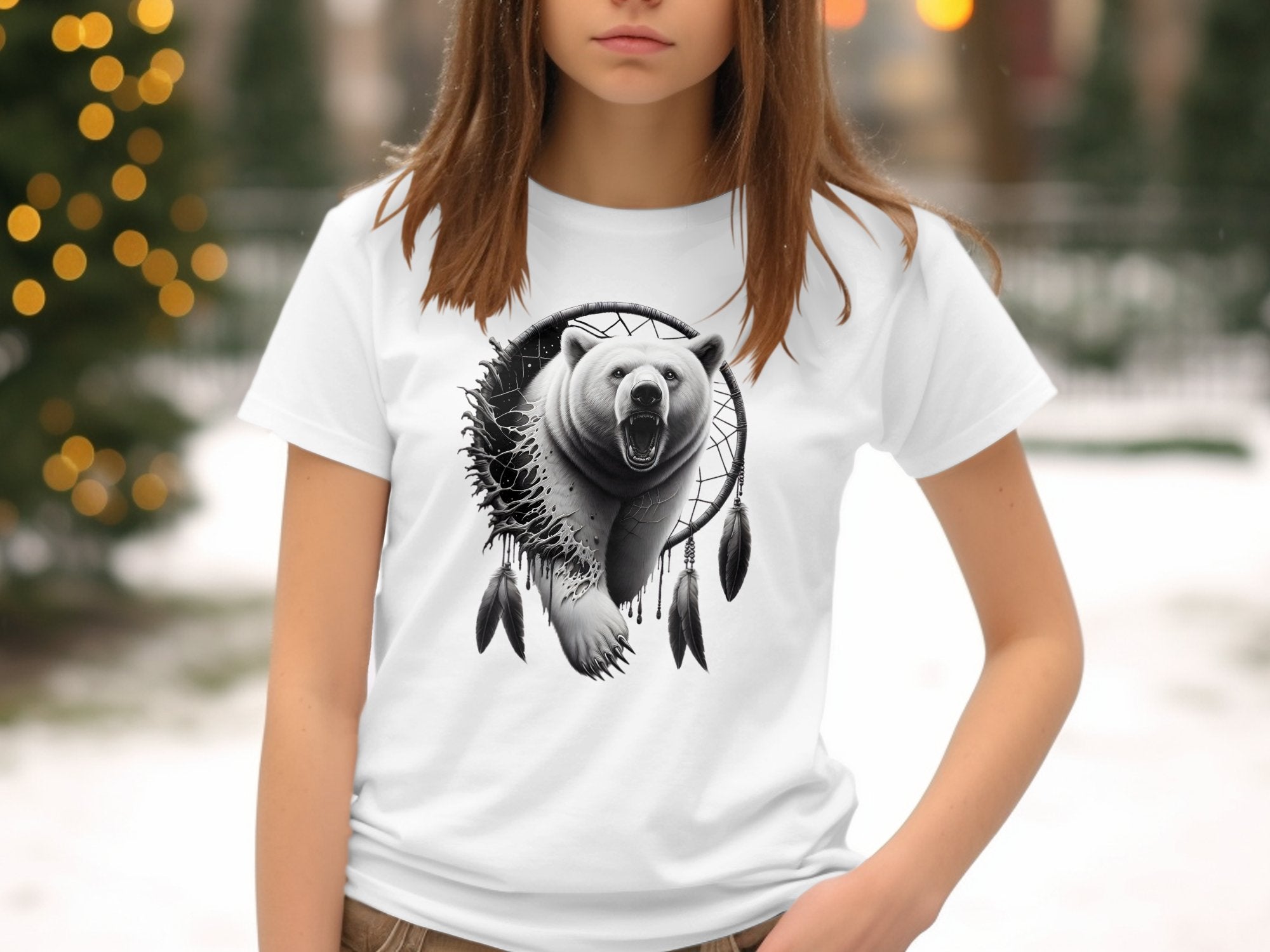 Dreamcatcher Bear - Coloured Gildan Kids T Shirt Realistic Native American Talisman Unisex Mythology Tee Graphic Design