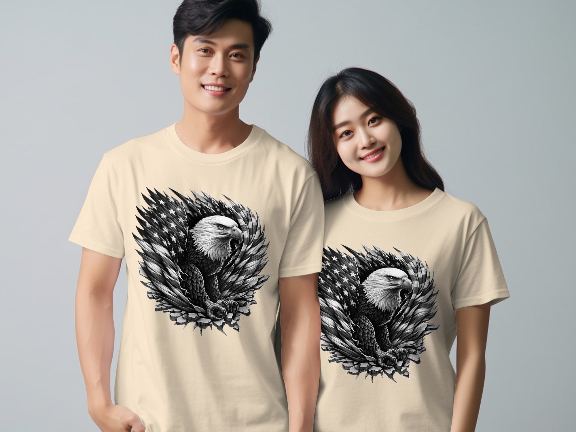 Eagle Patriot - Coloured Gildan T-Shirt Realistic Animal Talisman Unisex Tee Graphic Design