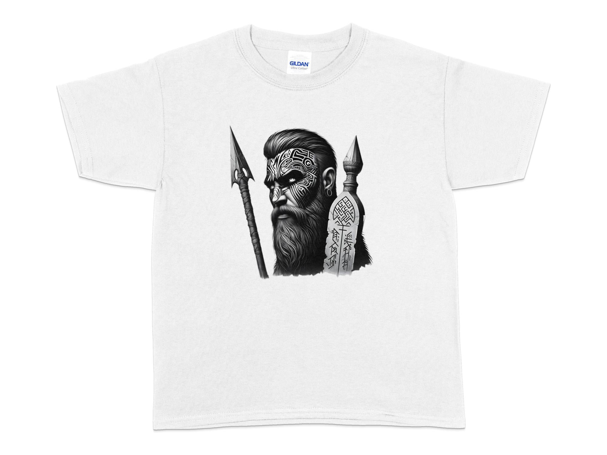 Viking Tenacity - Coloured Gildan Kids T-Shirt Realistic Norse Talisman Unisex Valhalla Tee Graphic Design