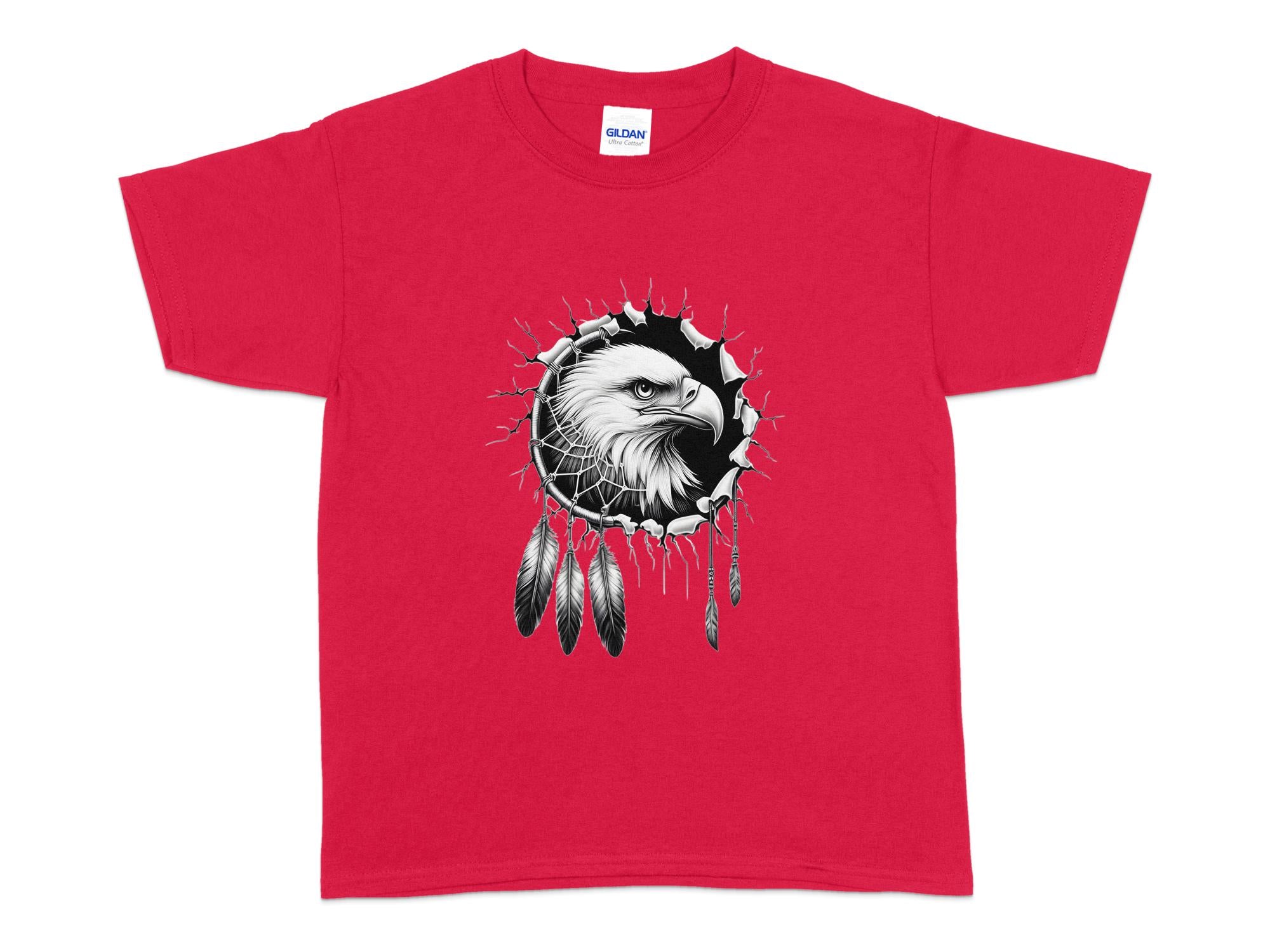 Dreamcatcher Eagle - Coloured Gildan Kids T-Shirt Realistic Native American Talisman Unisex Mythology Tee Graphic Design