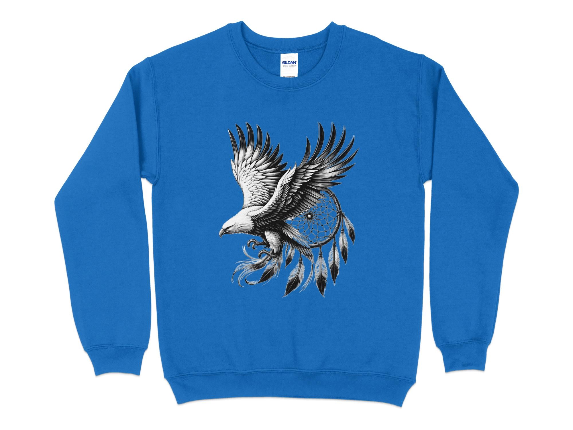 Dreamcatcher Eagle - Coloured Gildan Sweatshirt Realistic Native American Talisman Unisex Mythology Tee Graphic Design