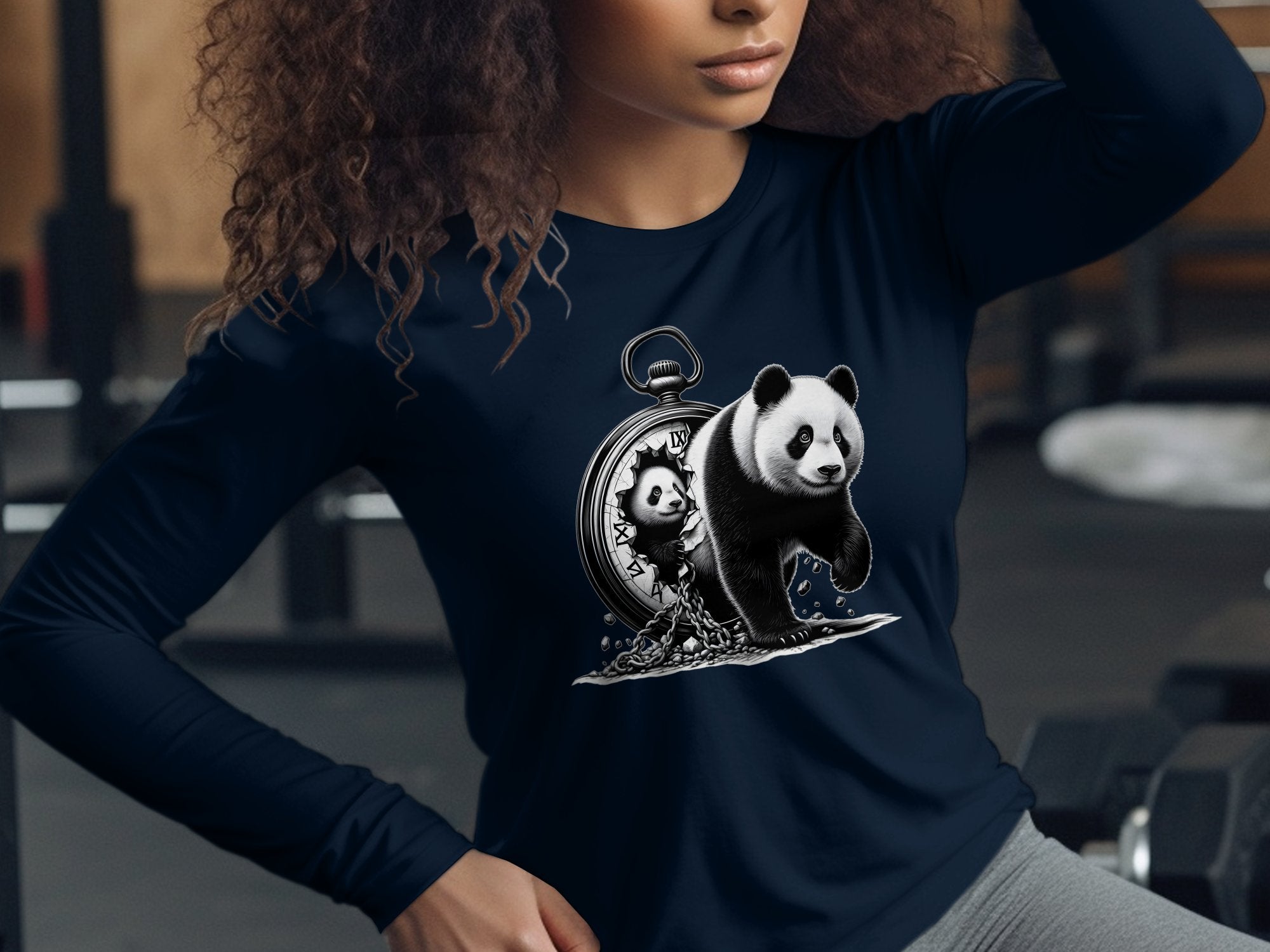 Panda - Coloured Gildan Long Sleeve Realistic Animal Talisman Unisex Cute Tee Graphic Design