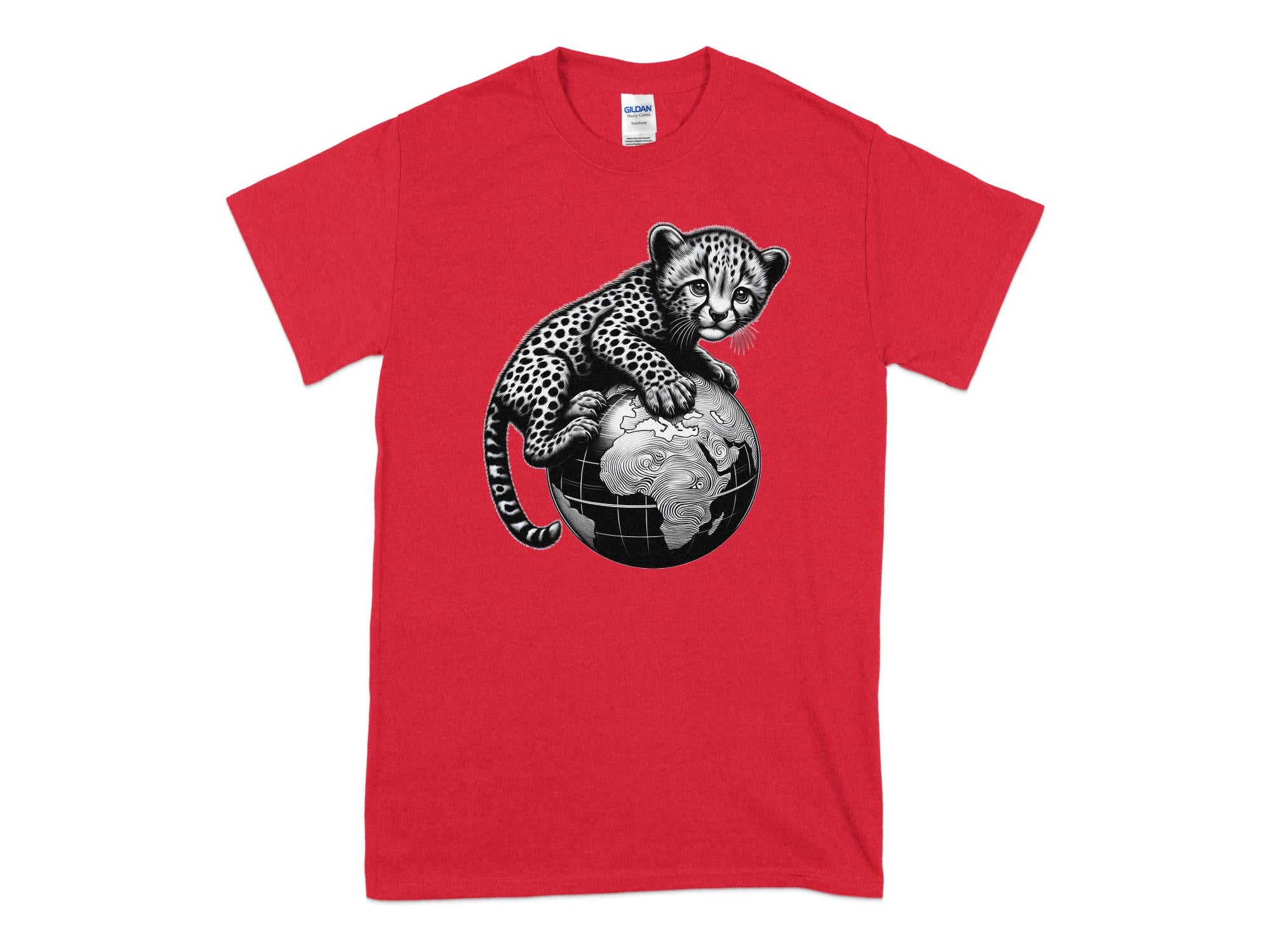 Cheetah World - Coloured Gildan T-Shirt Realistic Animal Talisman Unisex Cute Tee Graphic Design