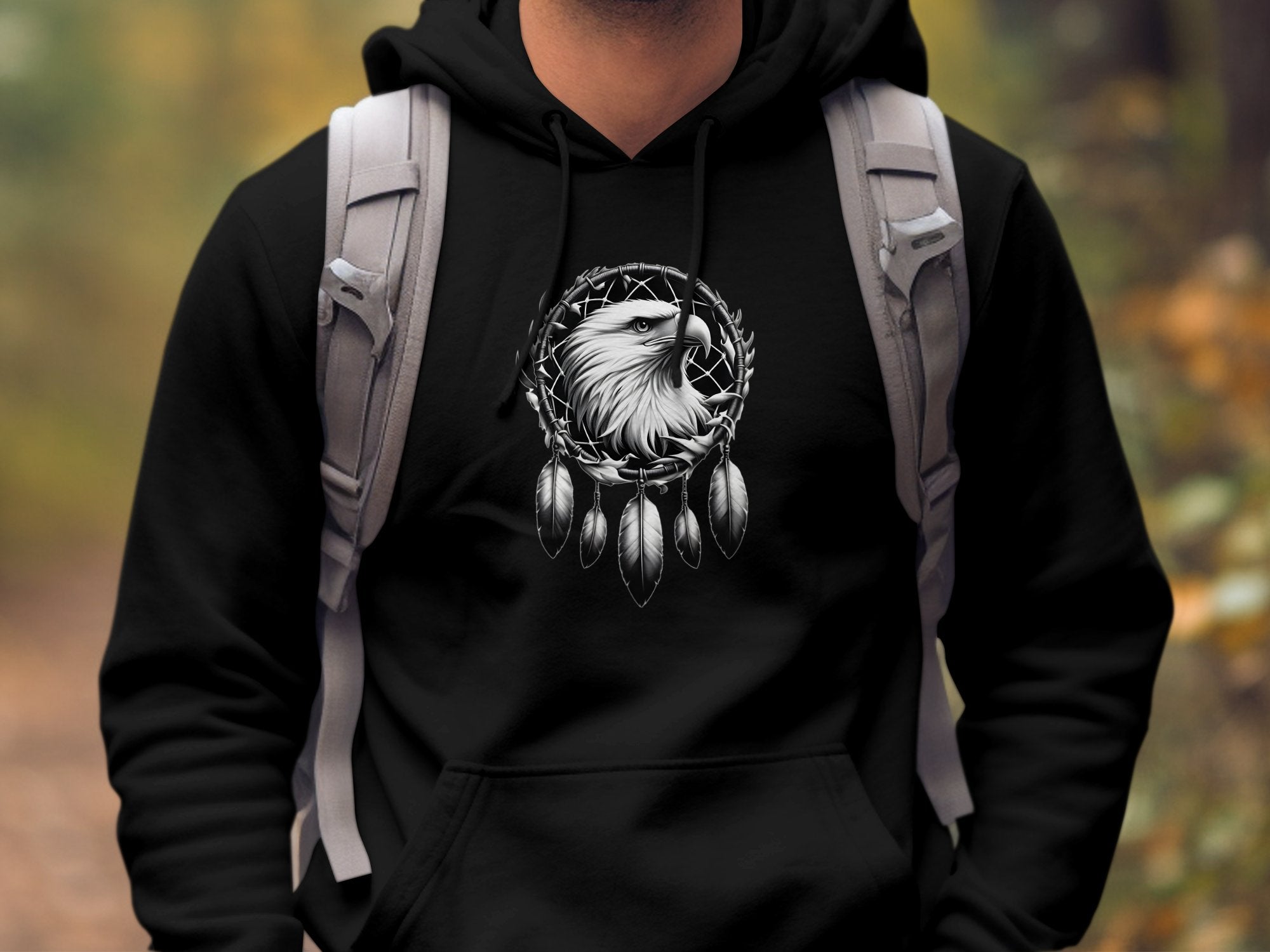 Dreamcatcher Eagle - Coloured Gildan Hoodie Realistic Native American Talisman Unisex Mythology Tee Graphic Design