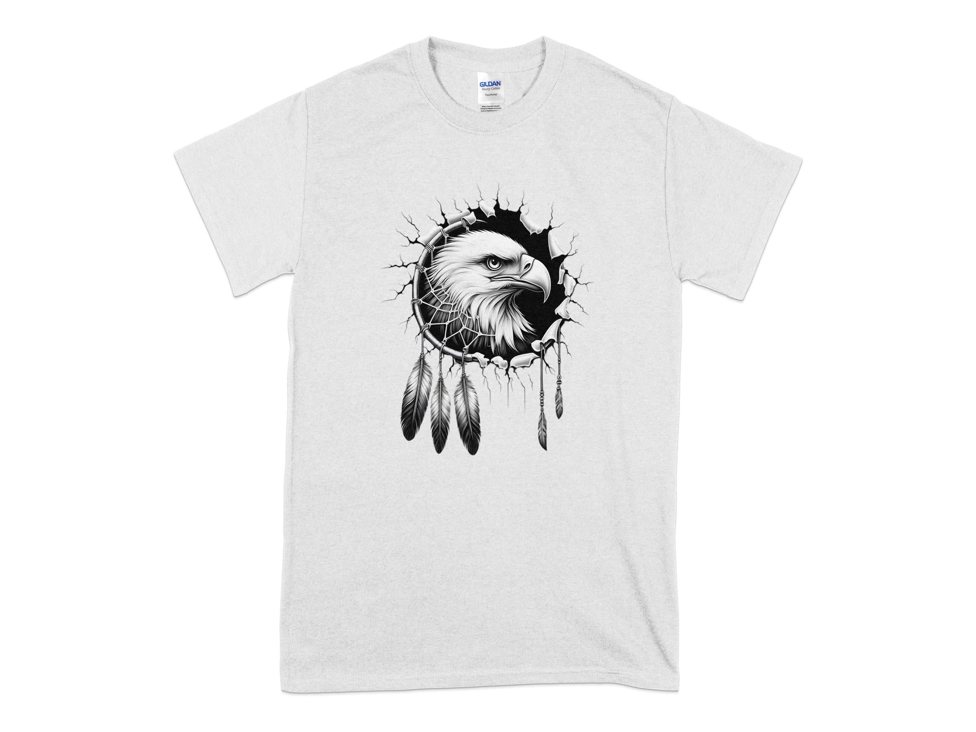 Dreamcatcher Eagle - Coloured Gildan T-Shirt Realistic Native American Talisman Unisex Mythology Tee Graphic Design