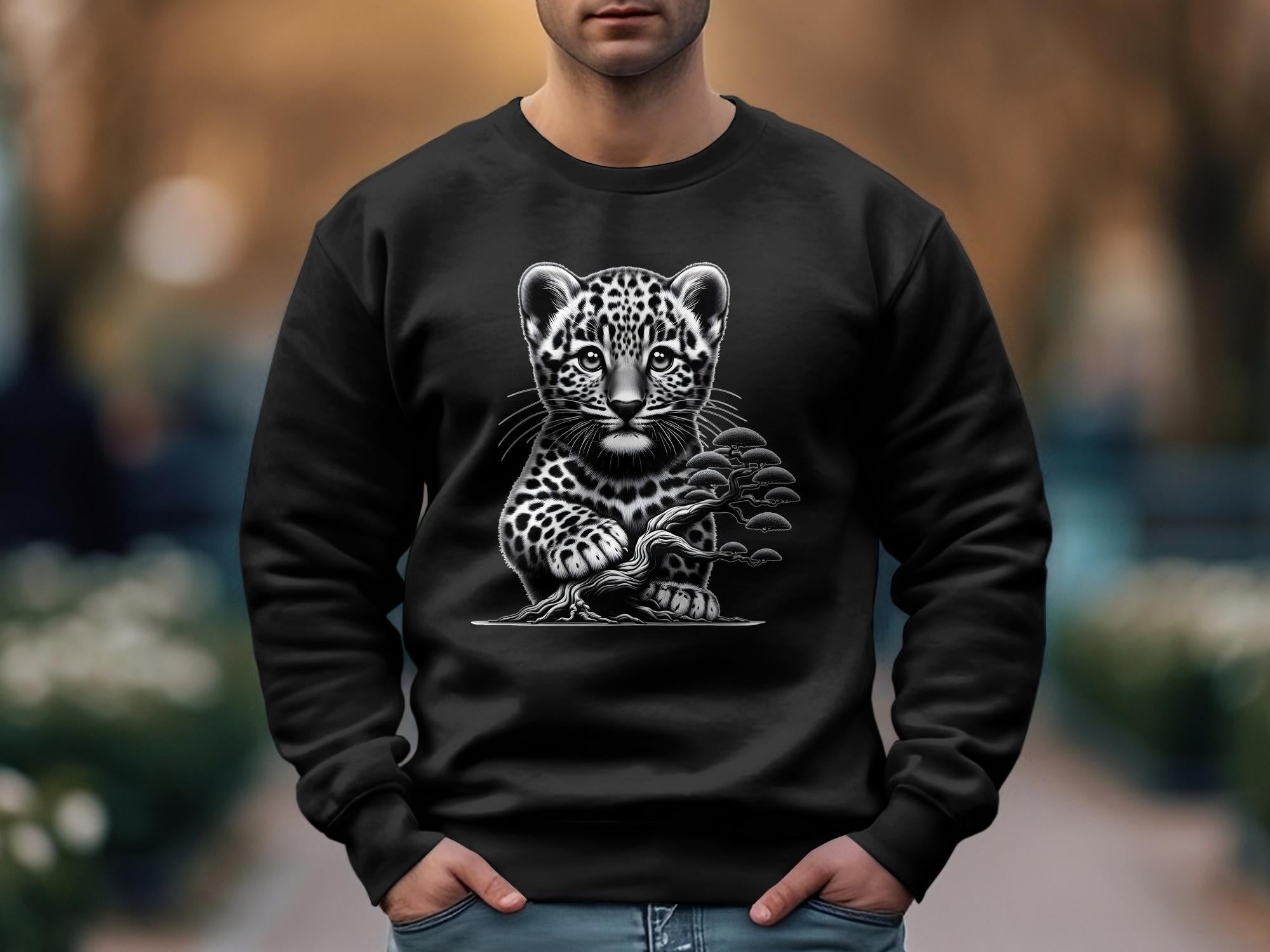 Leopard Bonsai - Coloured Gildan Sweatshirt Realistic Animal Talisman Unisex Cute Tee Graphic Design