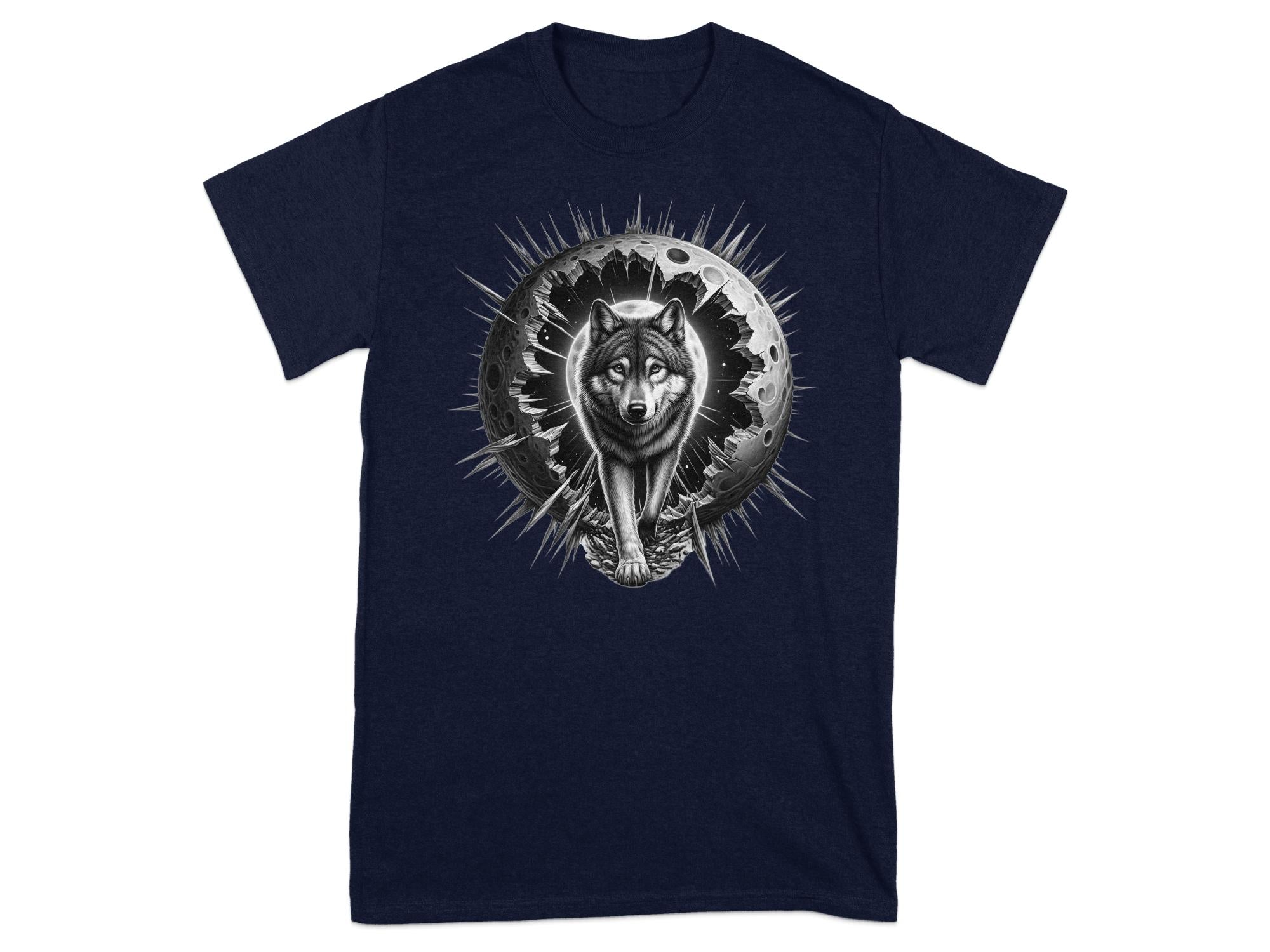 Moon Wolf - Coloured Gildan T-Shirt Realistic Animal Talisman Unisex Mythology Tee Graphic Design