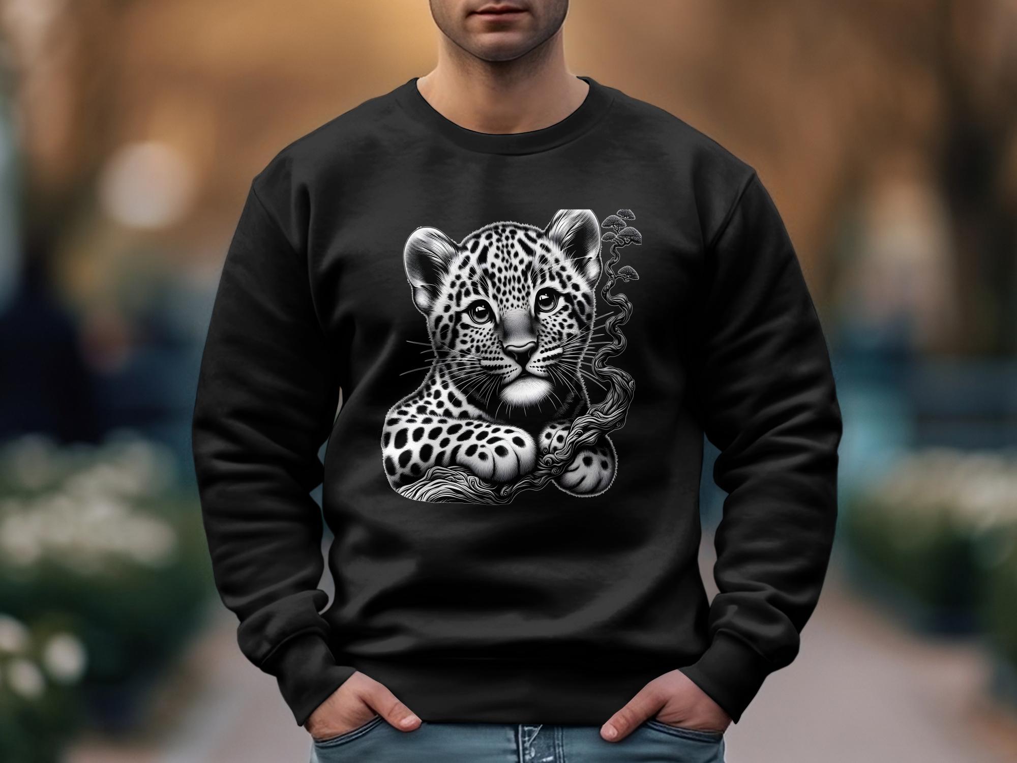 Leopard Bonsai - Coloured Gildan Sweatshirt Realistic Animal Talisman Unisex Cute Tee Graphic Design