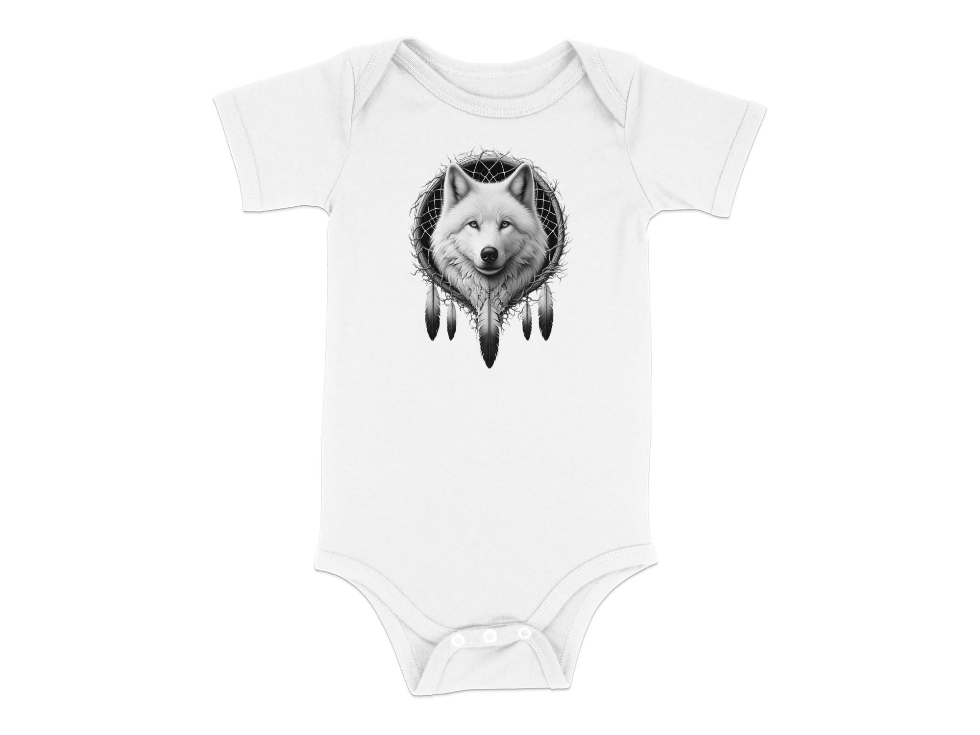 Dreamcatcher Wolf - Coloured Toddler Bodysuit Realistic Native American Talisman Unisex Mythology Tee Graphic Design