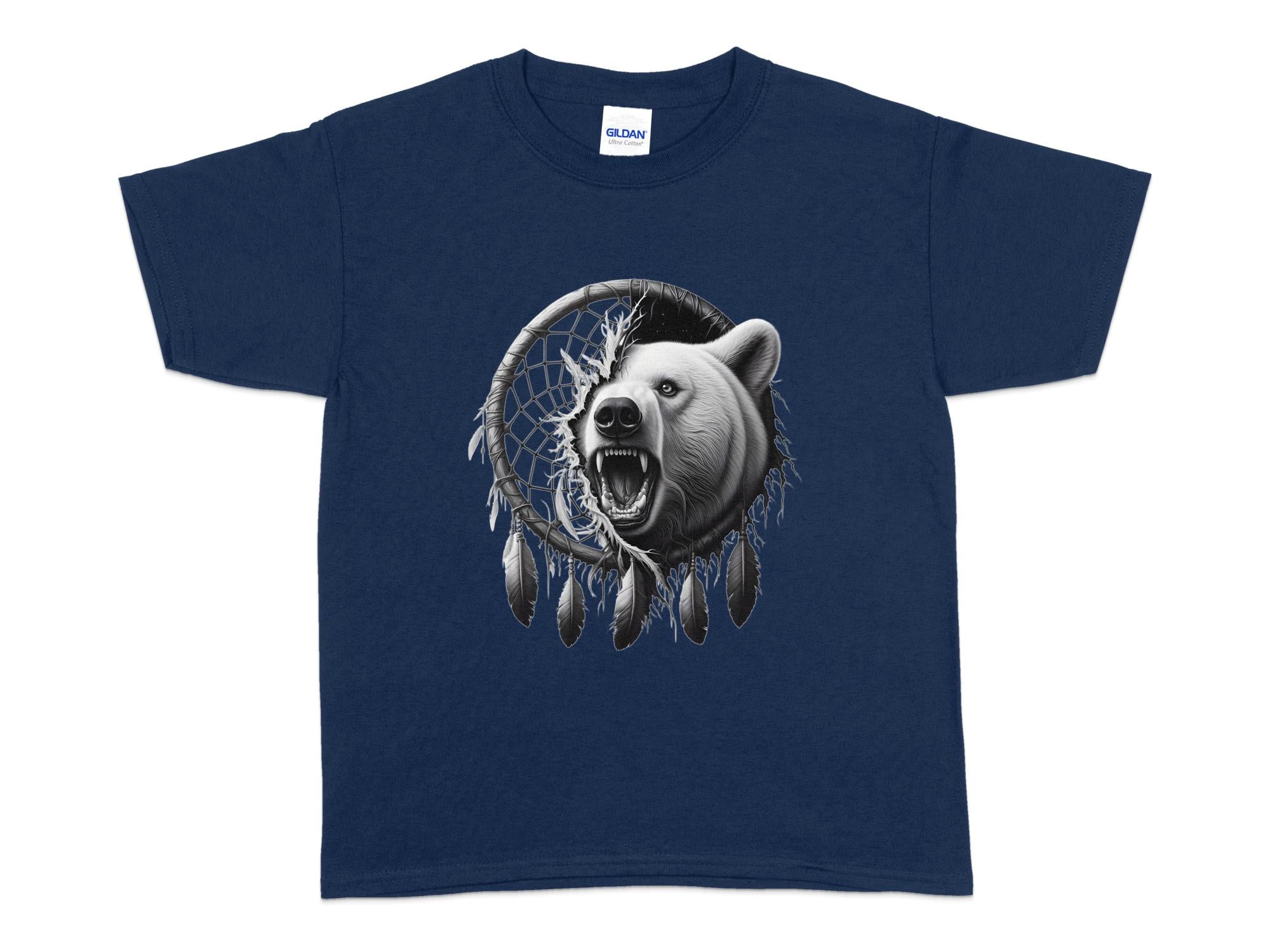 Dreamcatcher Bear - Coloured Gildan Kids T Shirt Realistic Native American Talisman Unisex Mythology Tee Graphic Design