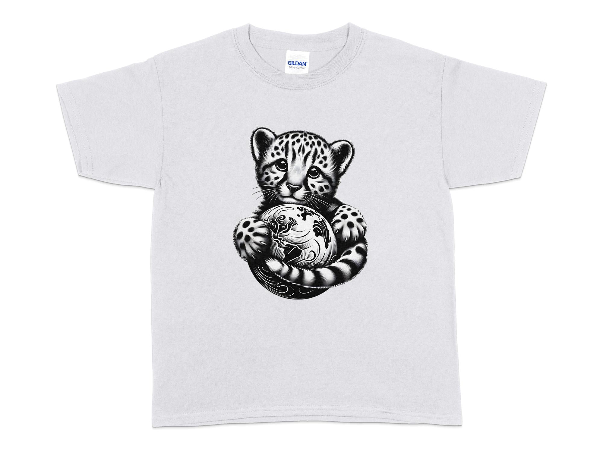 Cheetah World - Coloured Gildan Kids T-Shirt Realistic Animal Talisman Unisex Cute Tee Graphic Design