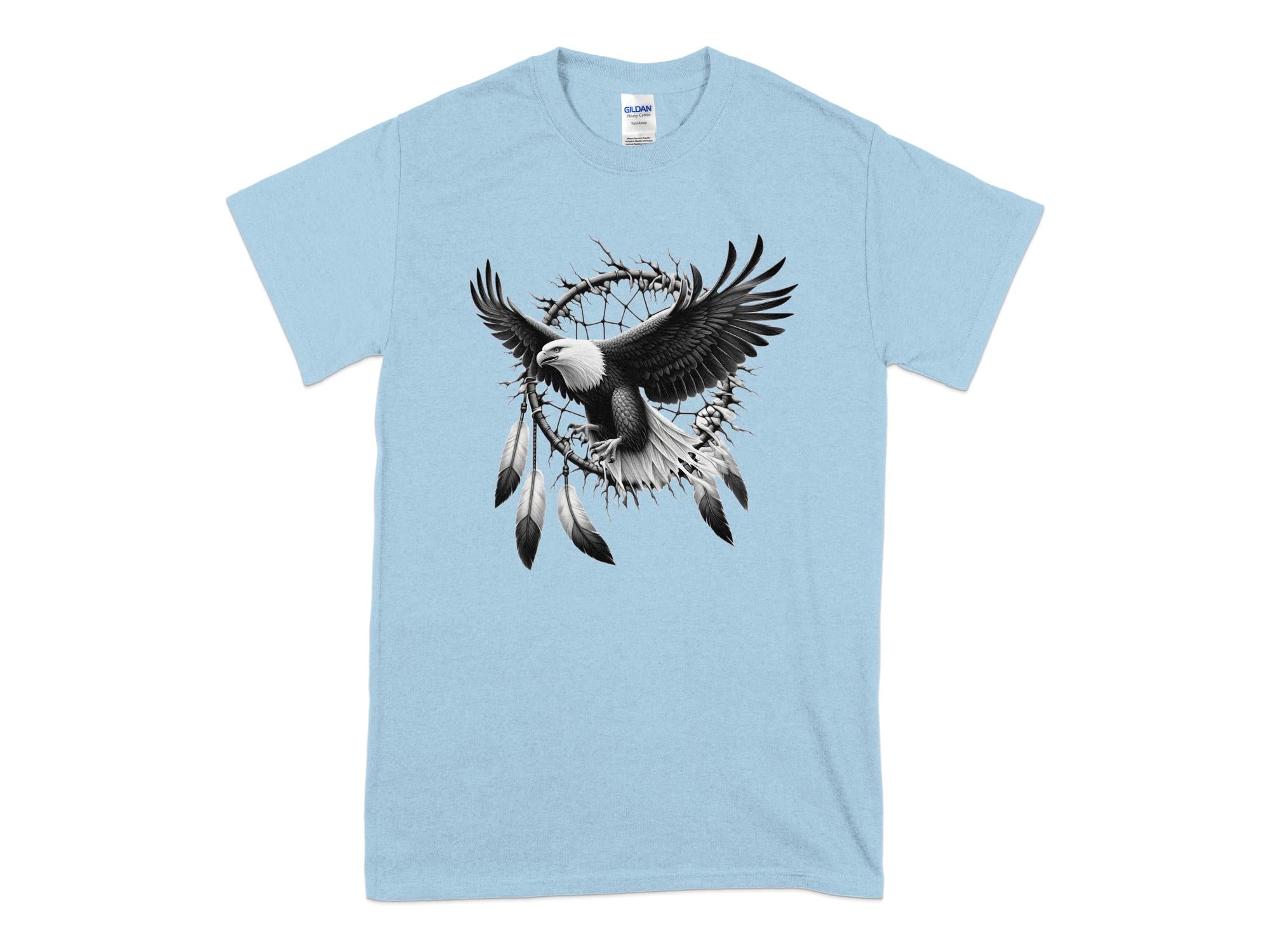 Dreamcatcher Eagle - Coloured Gildan T-Shirt Realistic Native American Talisman Unisex Mythology Tee Graphic Design