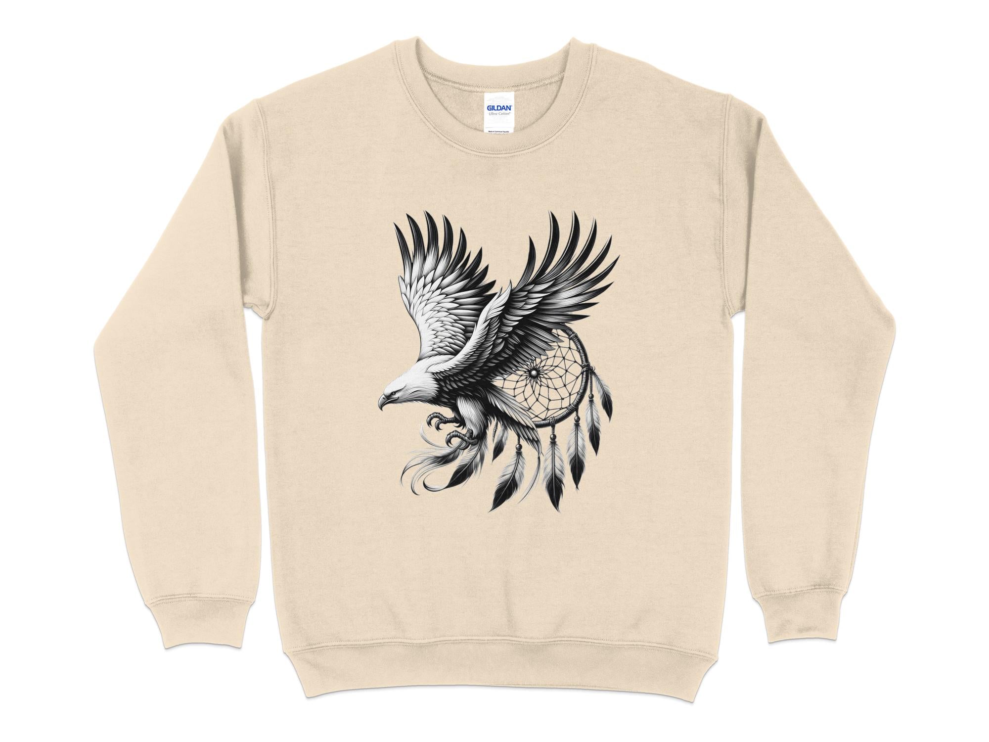 Dreamcatcher Eagle - Coloured Gildan Sweatshirt Realistic Native American Talisman Unisex Mythology Tee Graphic Design