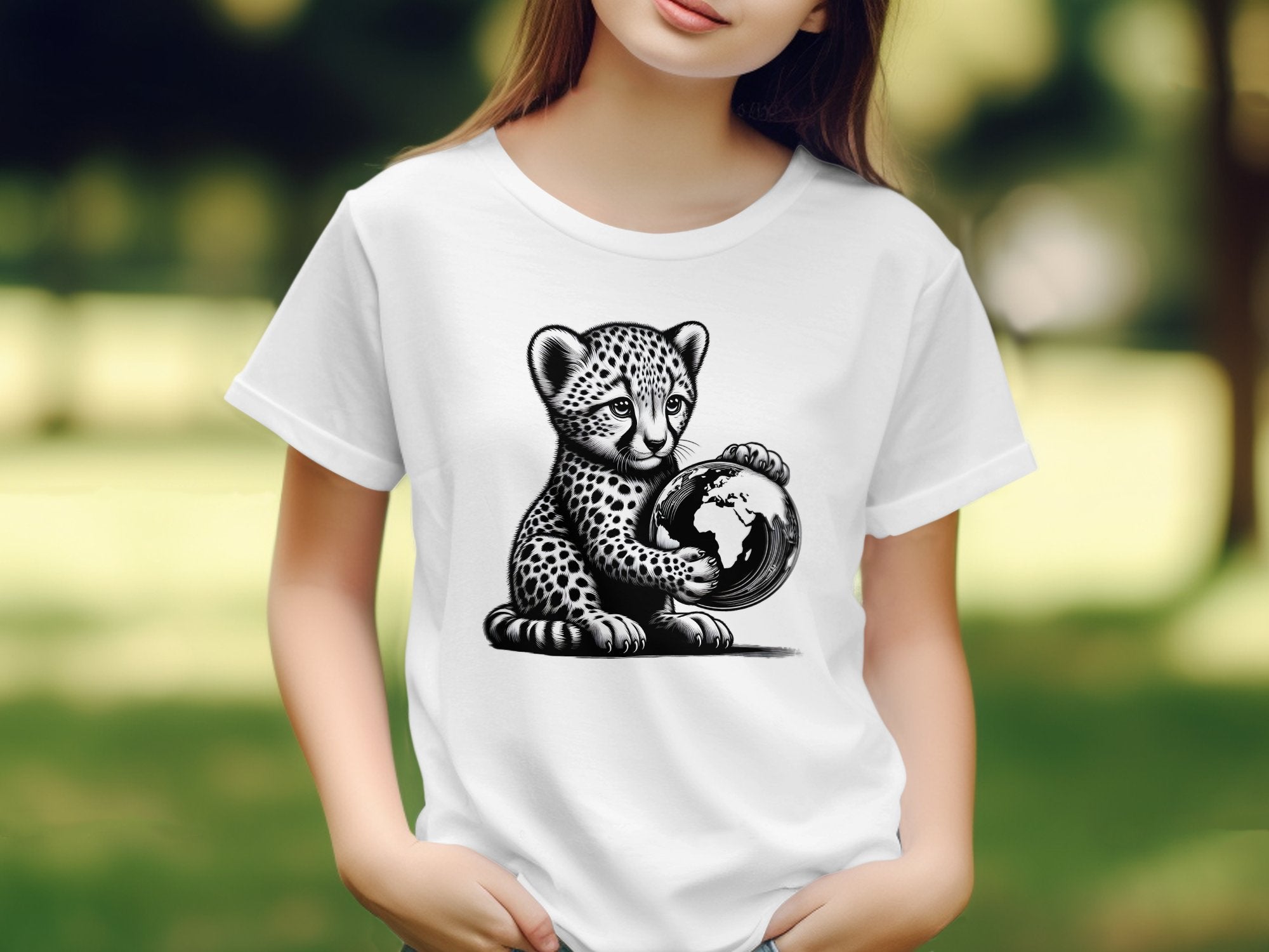 Cheetah World - Coloured Gildan Kids T-Shirt Realistic Animal Talisman Unisex Cute Tee Graphic Design