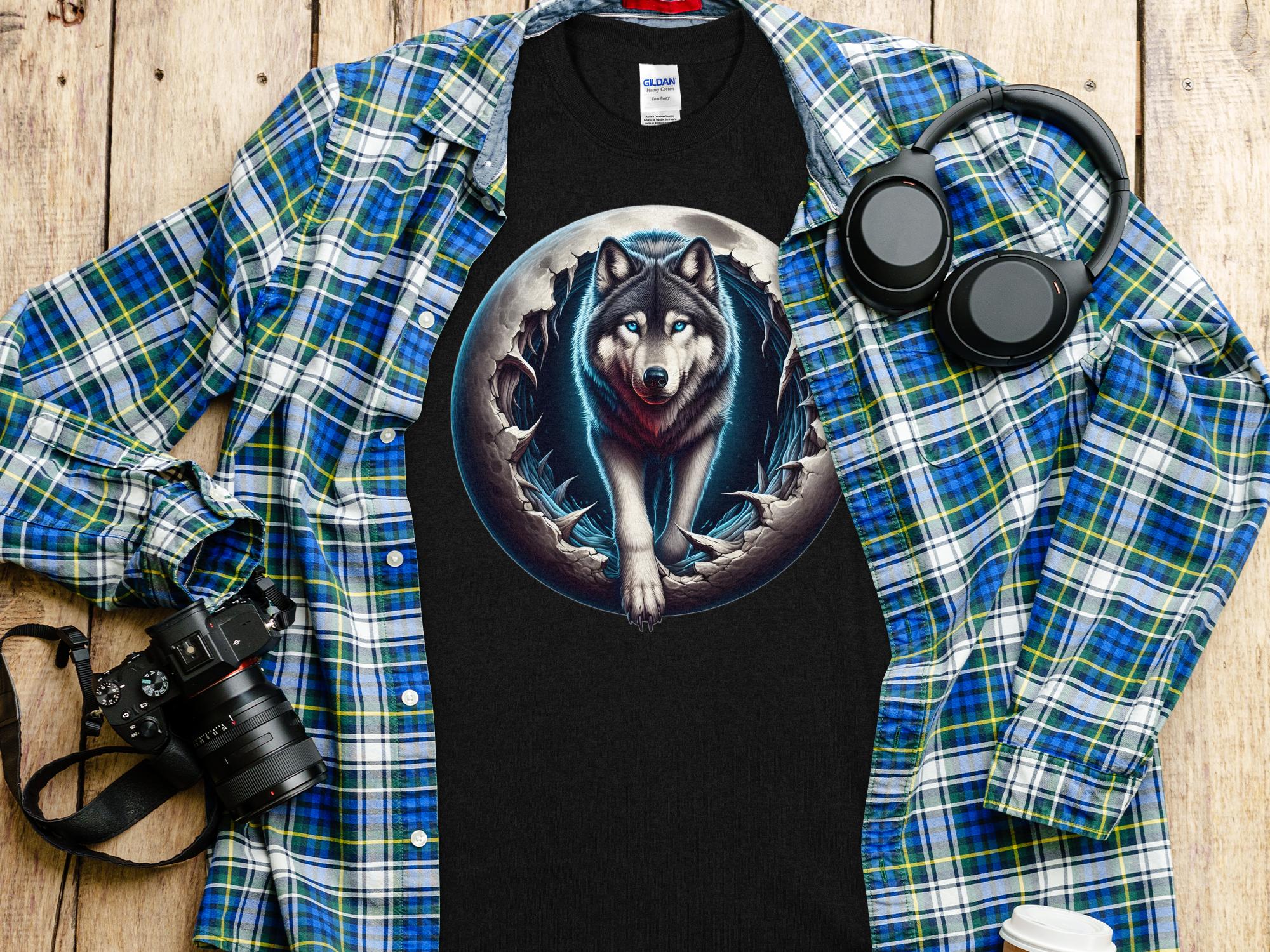 Moon Wolf - T-Shirt Realistic Full Colour Animal Talisman Unisex Mythology Tee Gildan Graphic Design