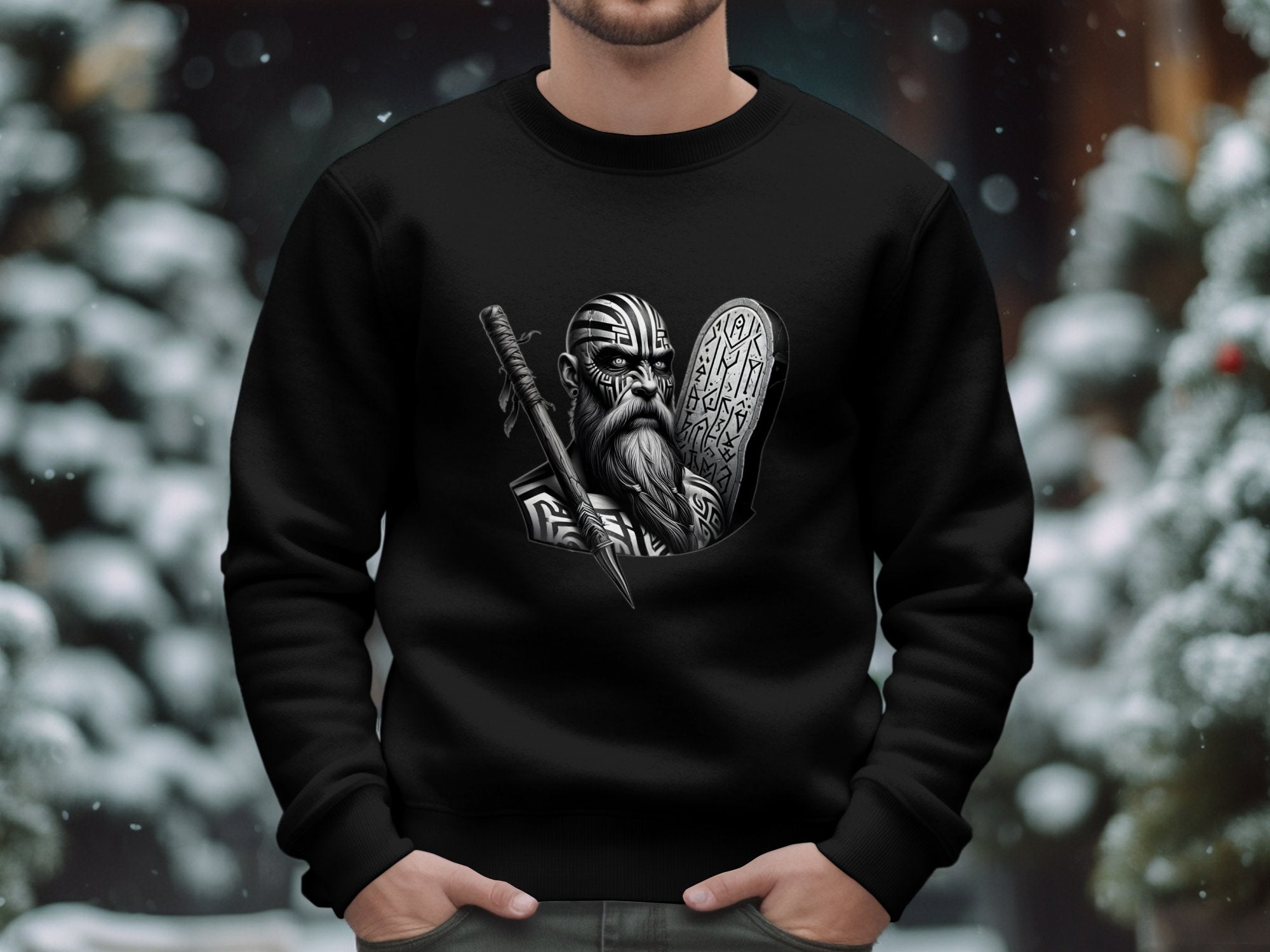 Viking Determination - Coloured Gildan Sweatshirt Realistic Norse Talisman Men Women Unisex Valhalla Tee Graphic Design