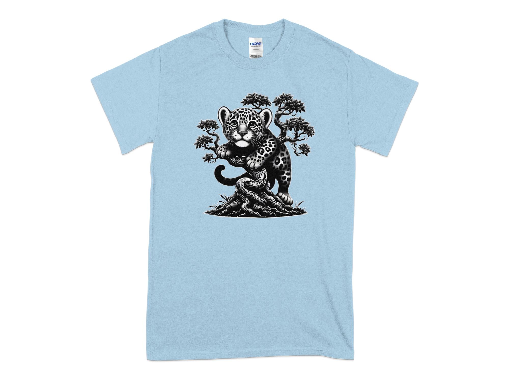 Leopard Bonsai - Coloured Gildan T-Shirt Realistic Animal Talisman Unisex Cute Tee Graphic Design