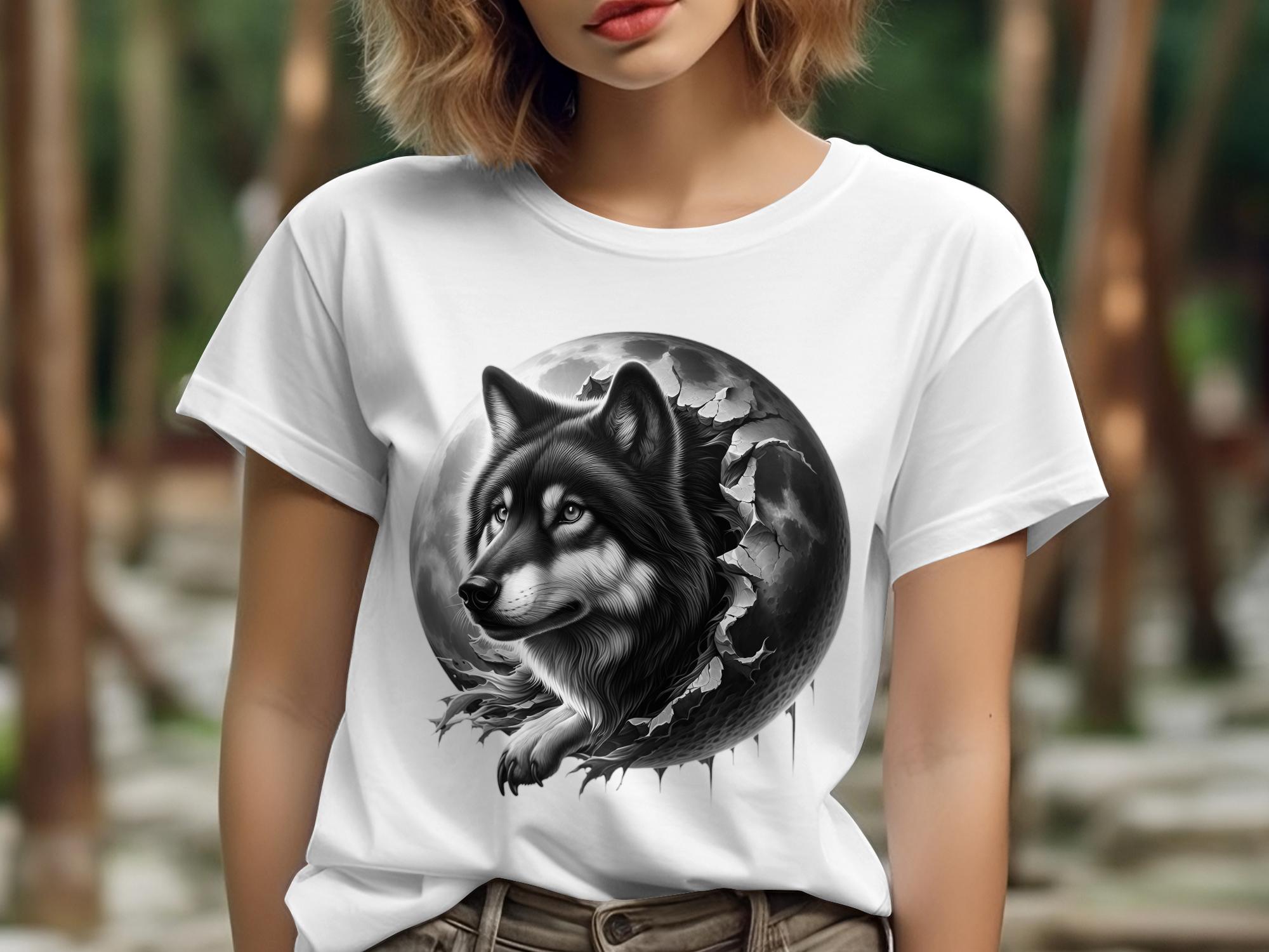 Moon Wolf - Coloured Gildan T-Shirt Realistic Animal Talisman Unisex Mythology Tee Graphic Design